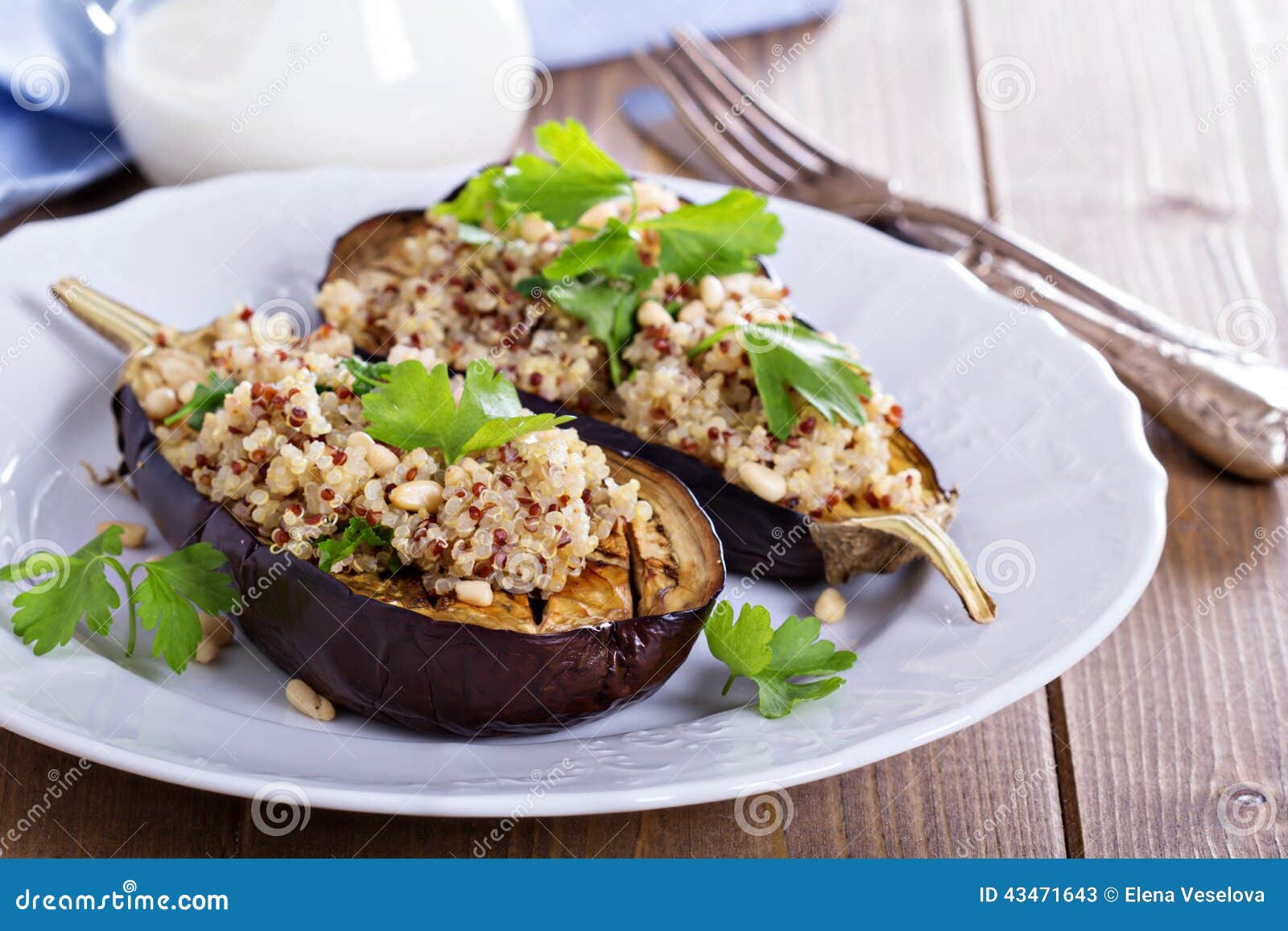 Baked Eggplant With Olive Oil, Garlic, Parsley Stock Photo 189584502