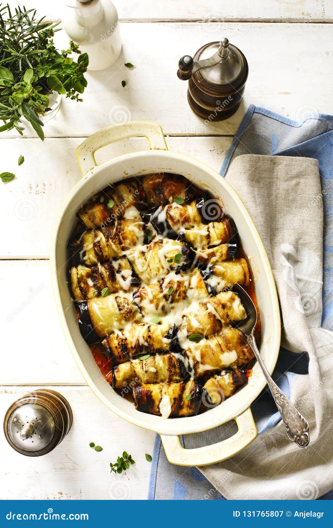 Baked Eggplant with Tomato Sauce and Herbs. Stock Image Image of life