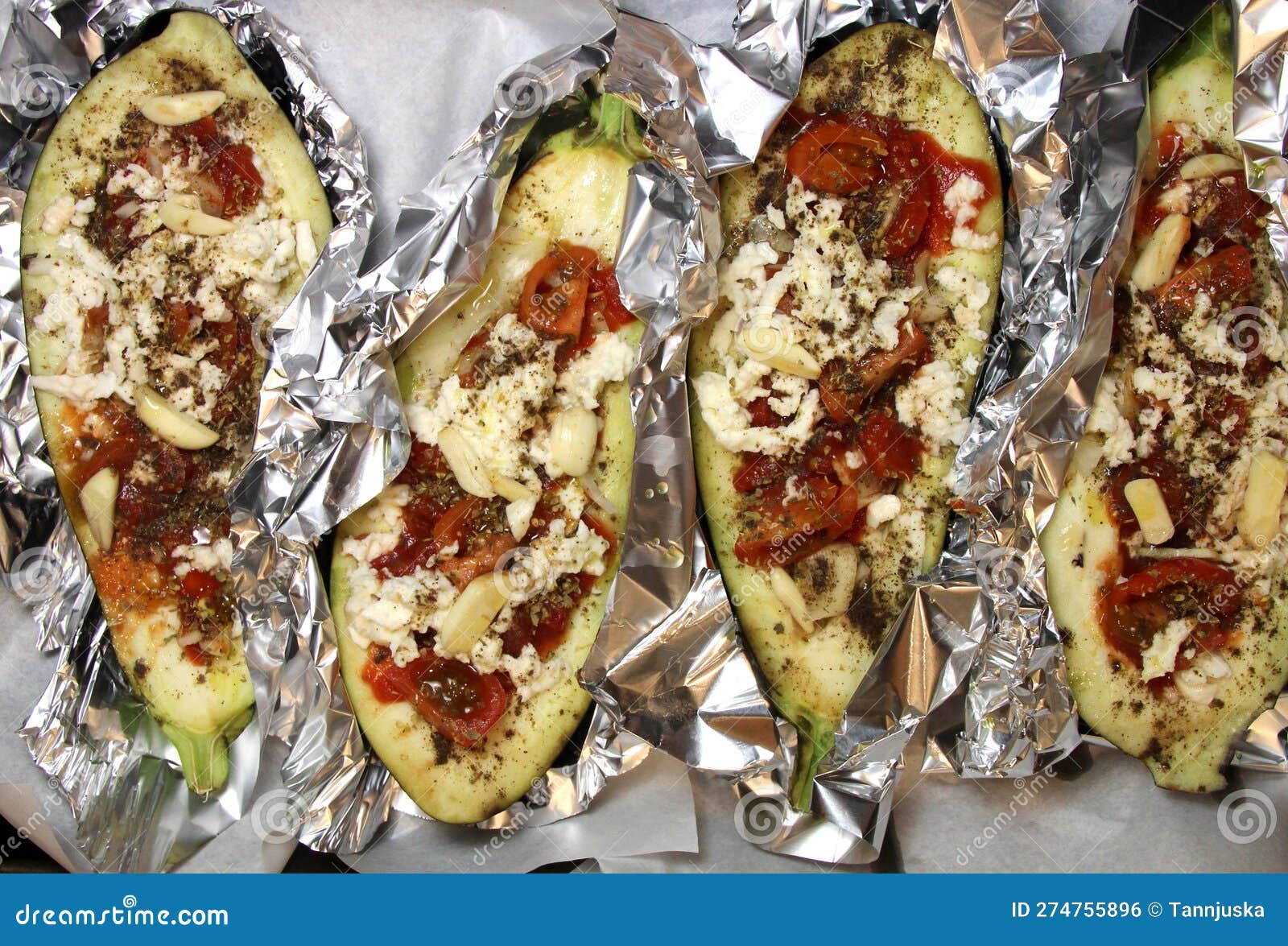 Baked Eggplants in the Foil Stock Photo Image of foil, cooking 274755896