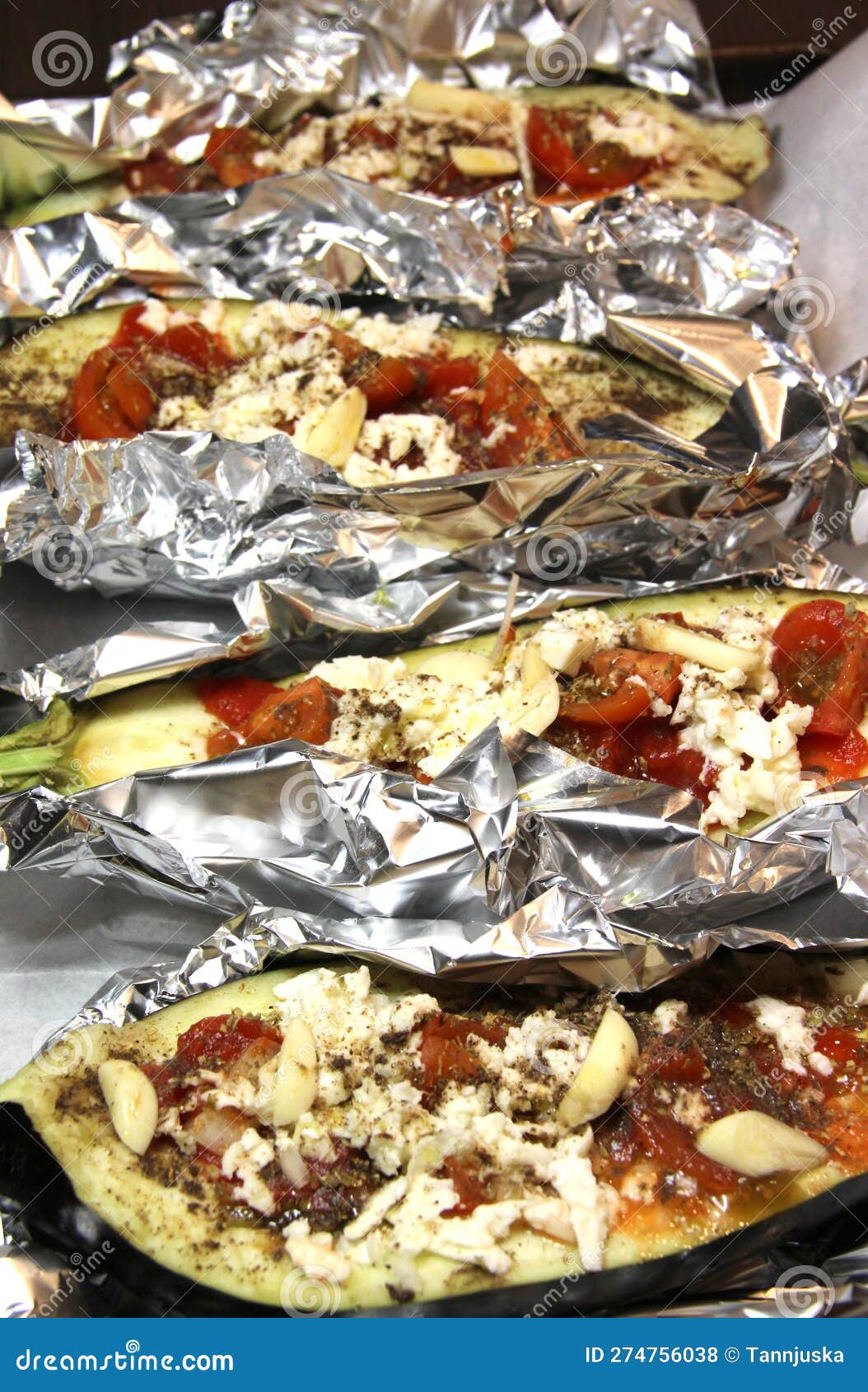 Baked Eggplants in the Foil Stock Photo Image of vegetarian, feta