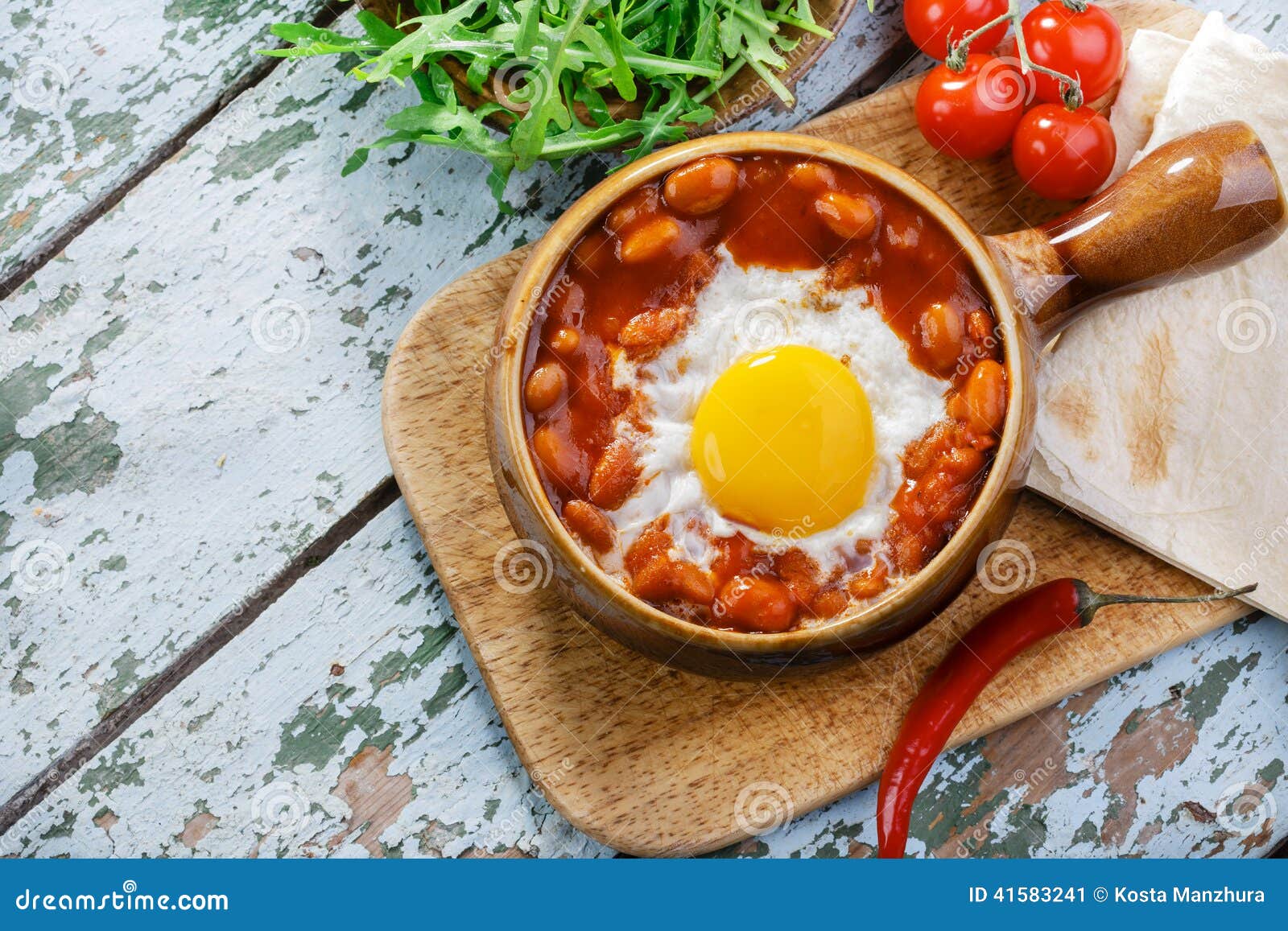 Baked eggs with beans stock image. Image of chilli, roasted 41583241