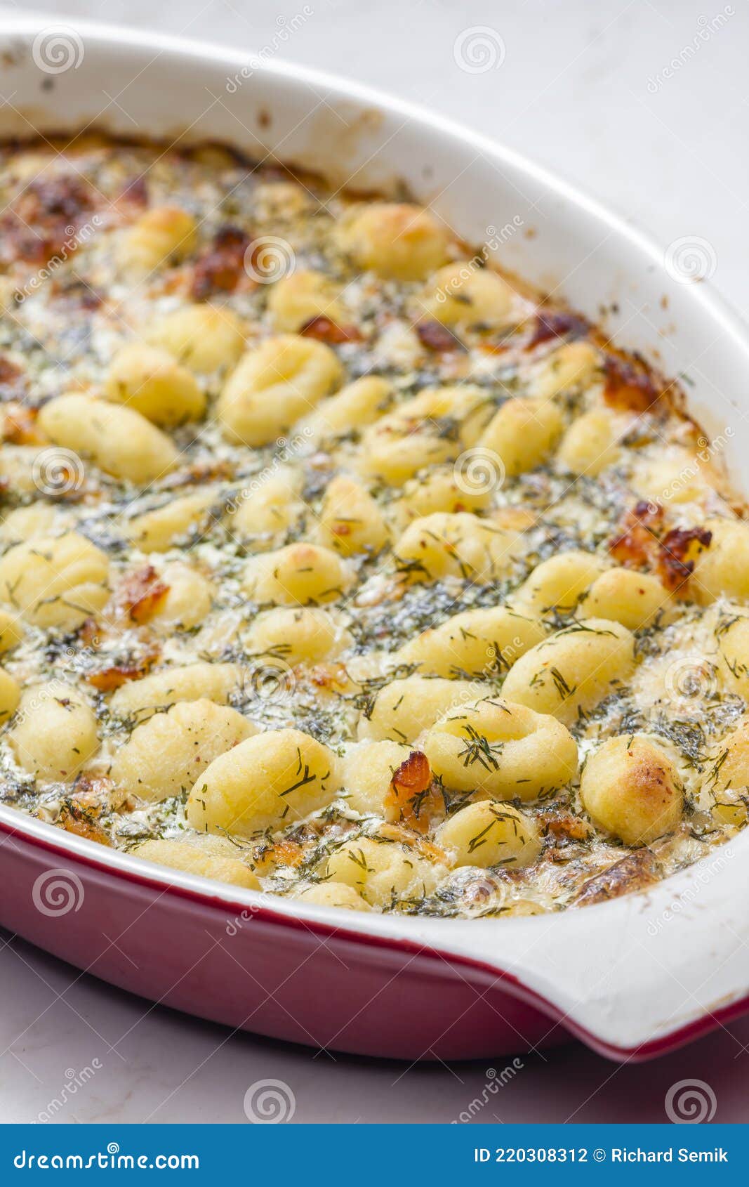 Baked Gnocchi with Salmon and Dill Sauce Stock Photo Image of