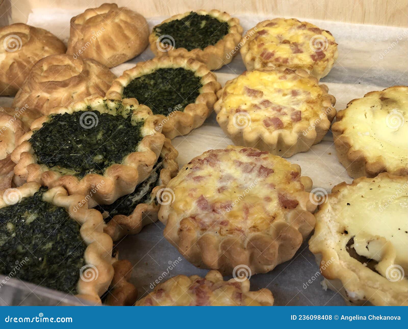 Baked Goods with Spinach Cheese and Ham Stock Photo Image of macro