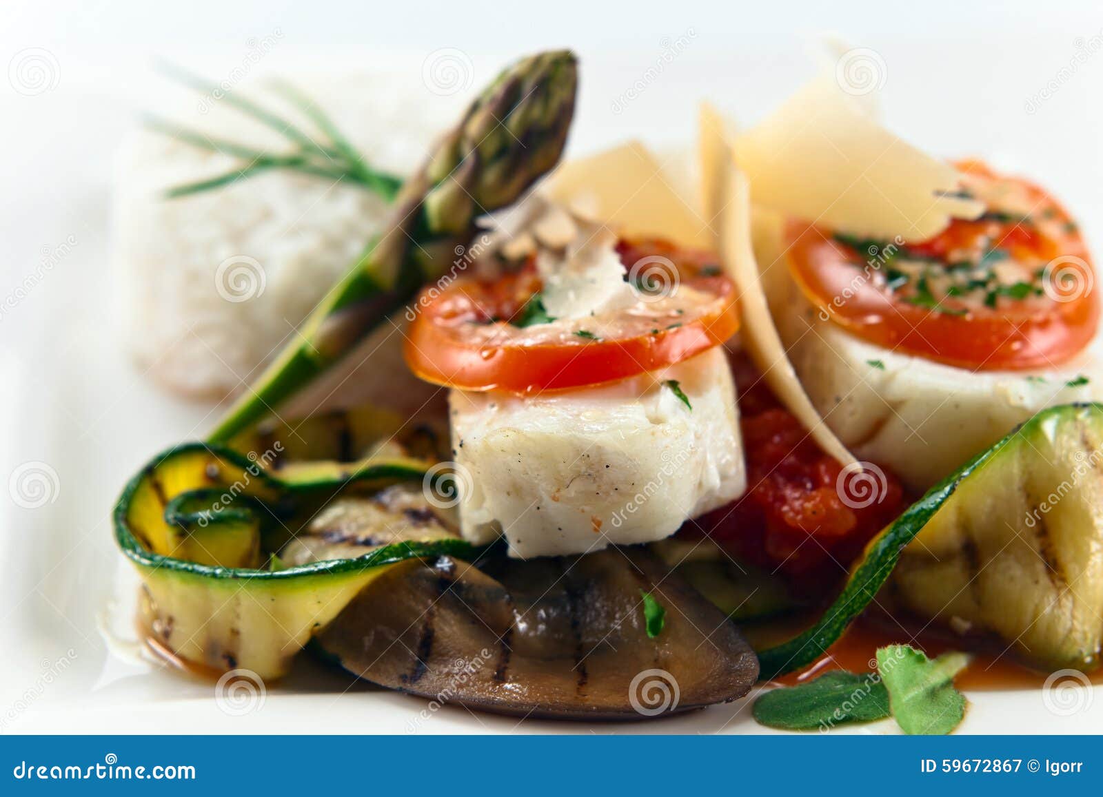 Baked Halibut with Vegetables Stock Image Image of meal, delicious