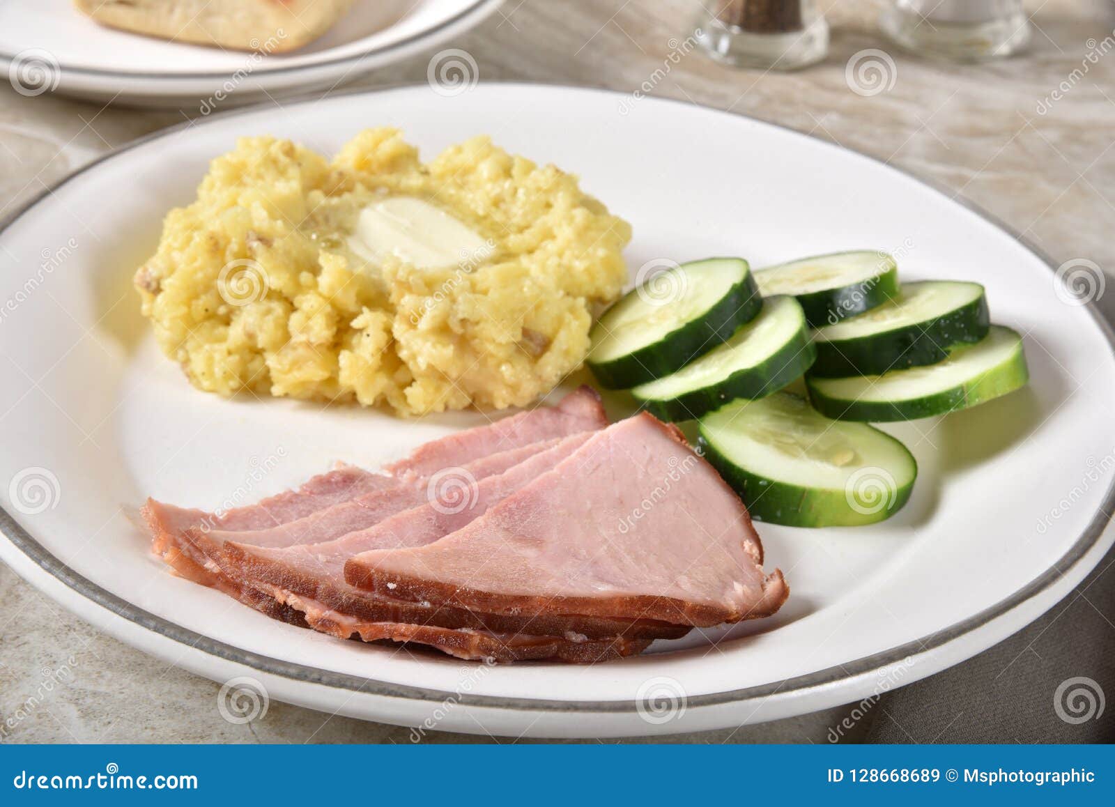 Baked Ham and Potato Dinner Stock Image - Image of meat, vegetable