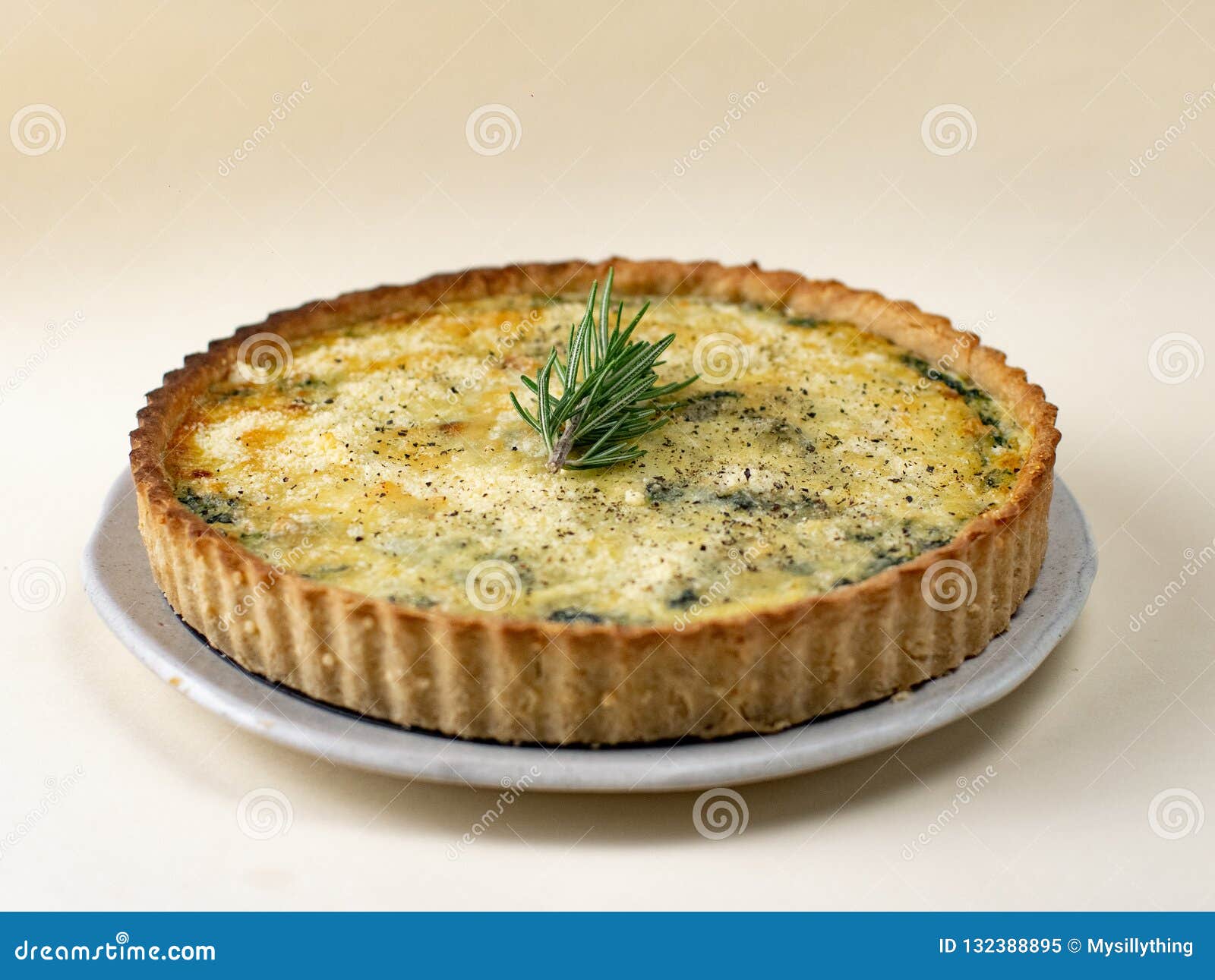 Baked homemade Quiche pie stock image. Image of delicious - 132388895