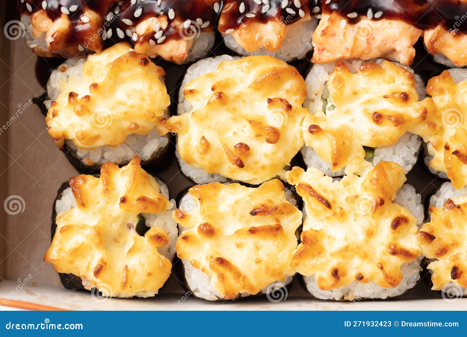 Baked Japanese Rolls As Background. Stock Image Image of restaurant