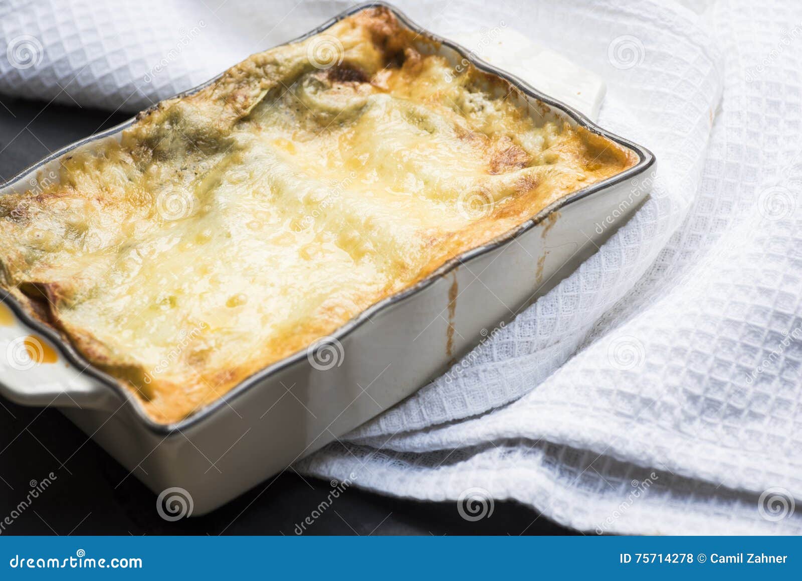 Baked Lasagna in Ceramic Casserole Dish Stock Photo Image of baked