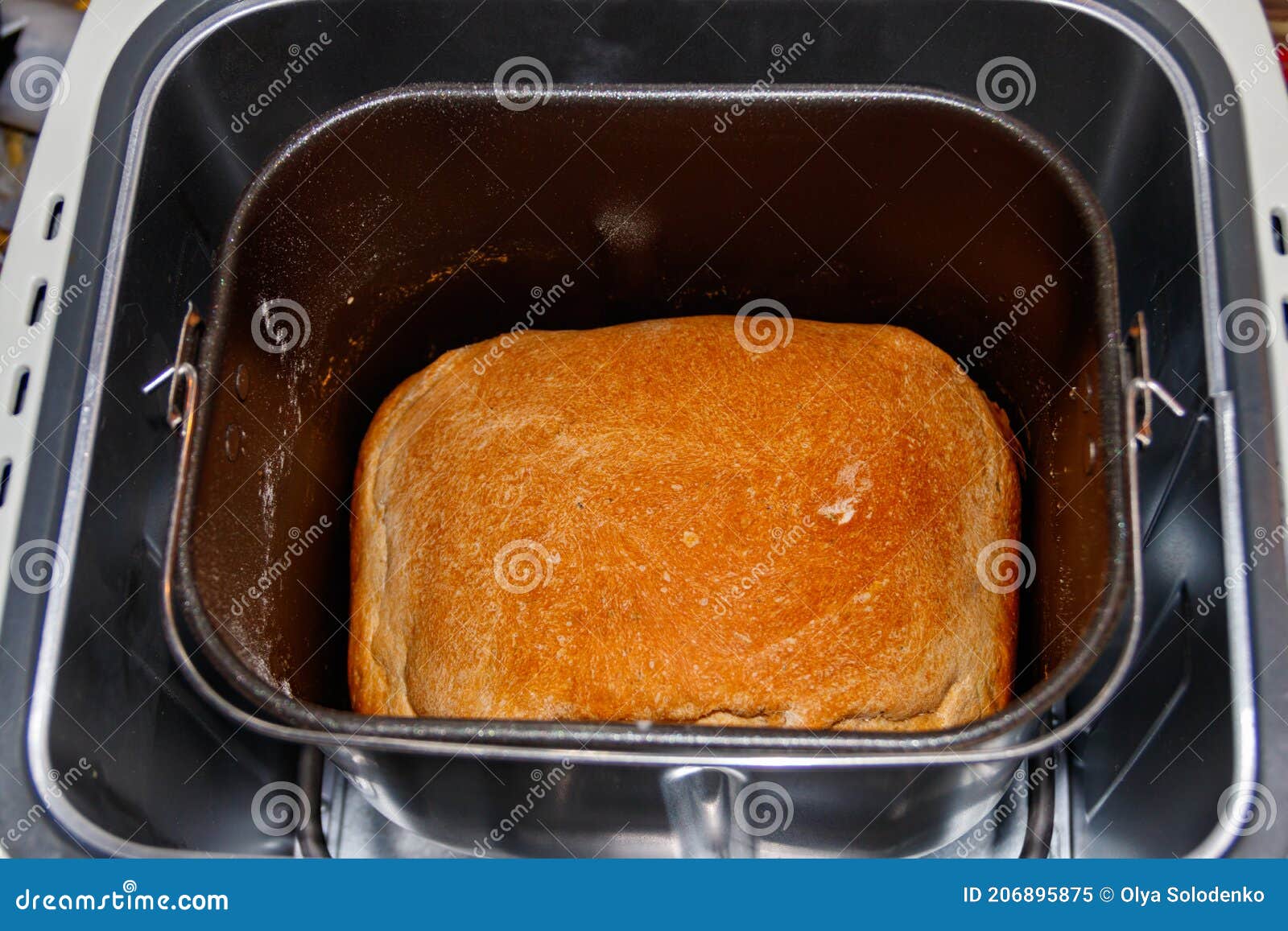 Baked Loaf of Bread in Electric Bread Maker Stock Image Image of