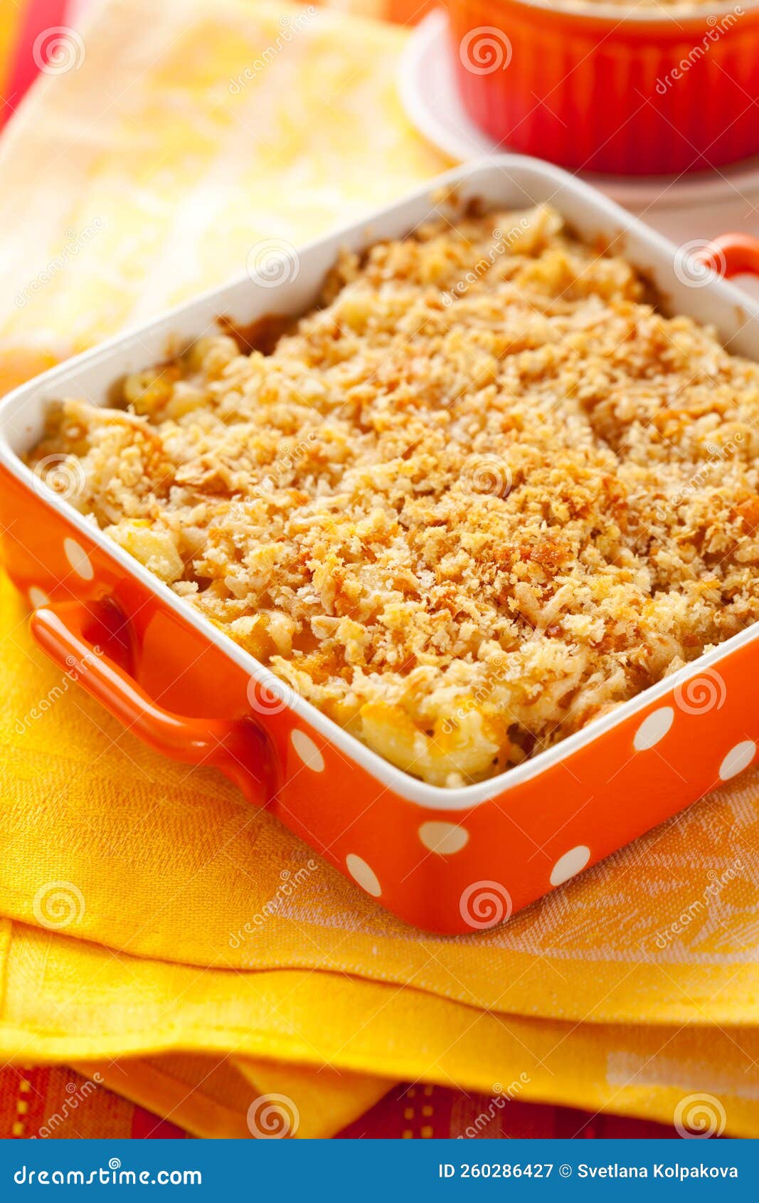 Baked macaroni and cheese stock image. Image of heat 260286427