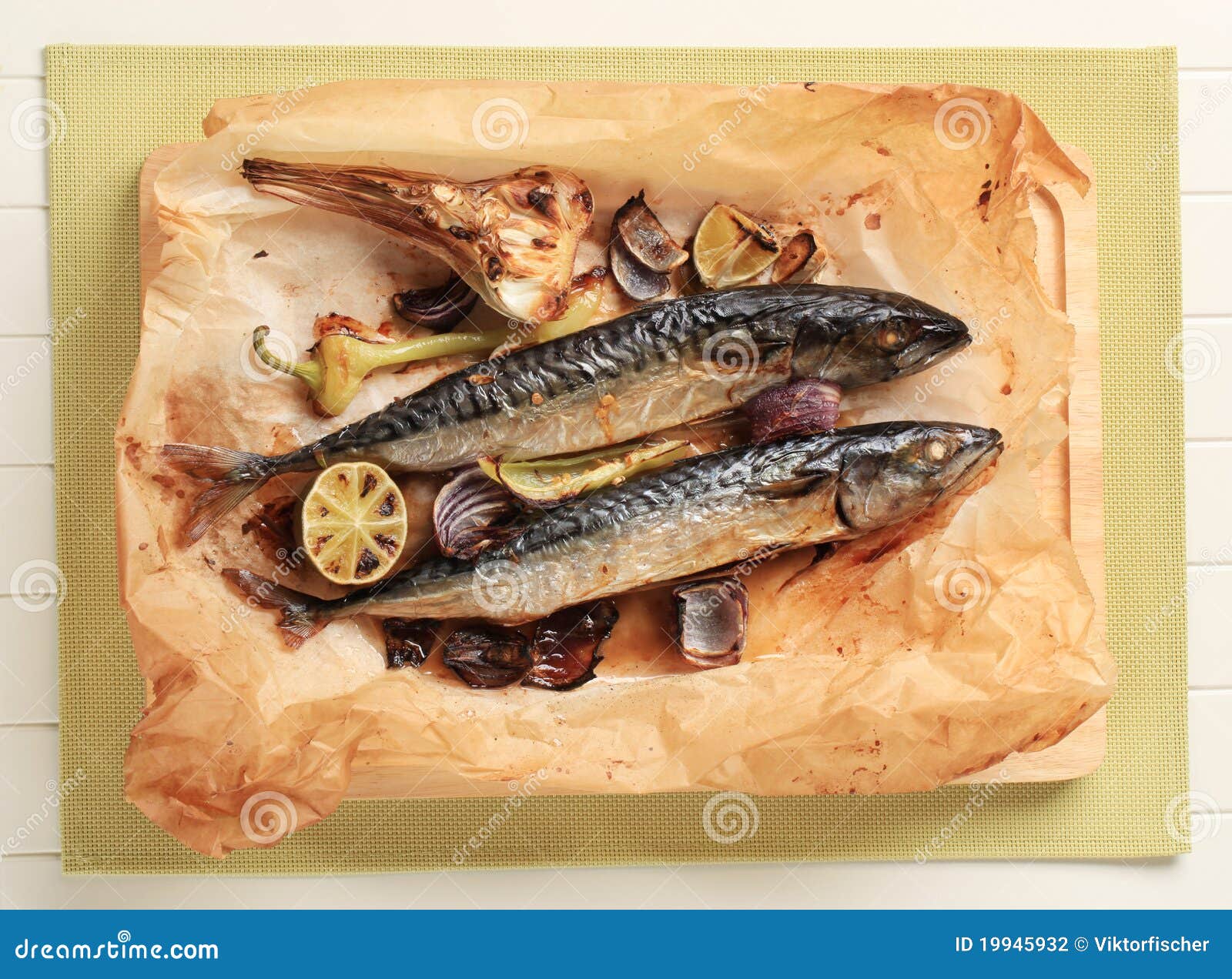 Baked Mackerel stock photo. Image of seafood, paper, spanish 19945932