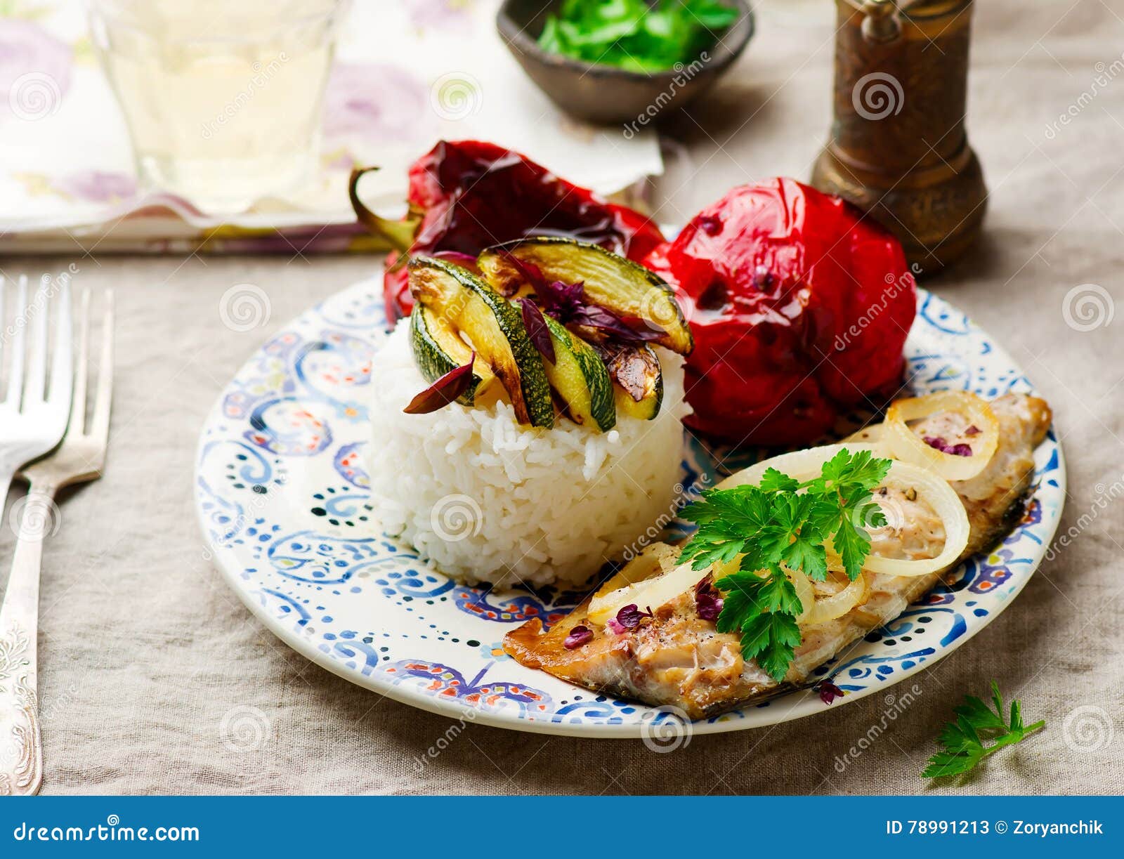 Baked Mackerel Fillets with Onion Stock Image Image of mackerel