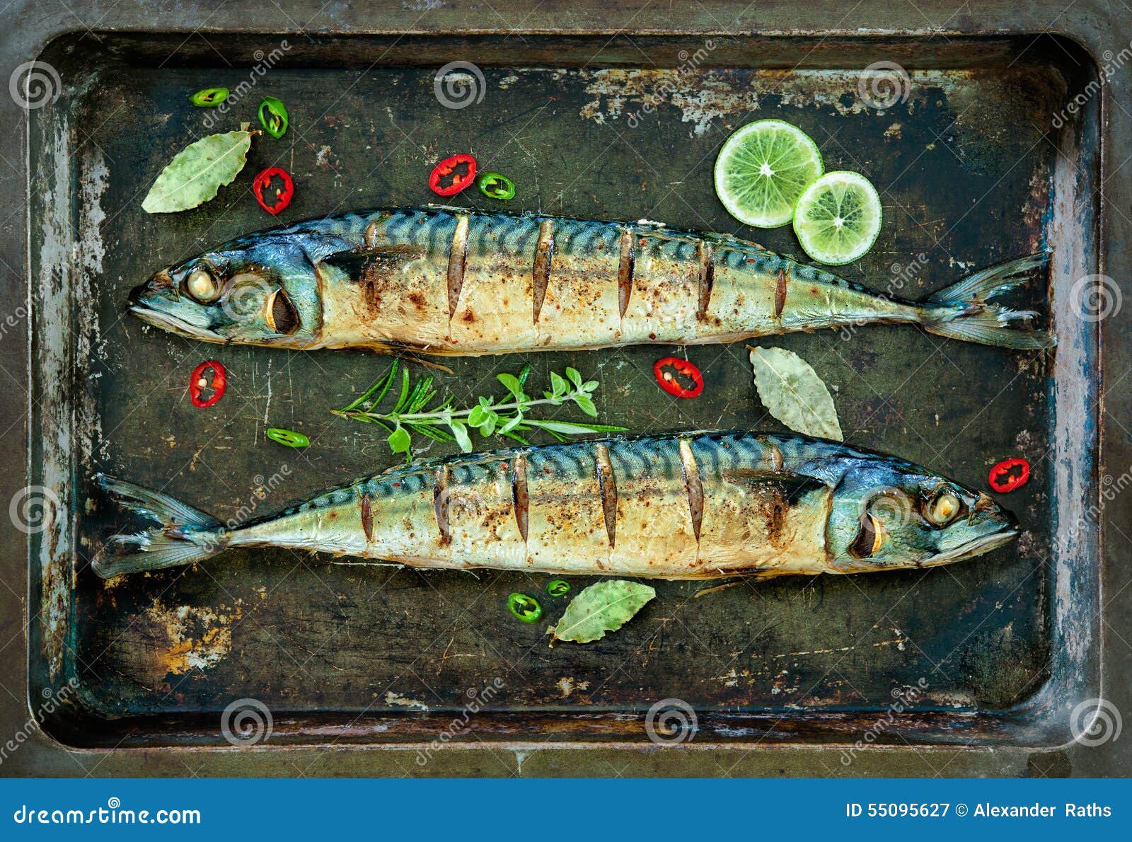 Baked Mackerel Fish on Tray Stock Image Image of cuisine, mackerel