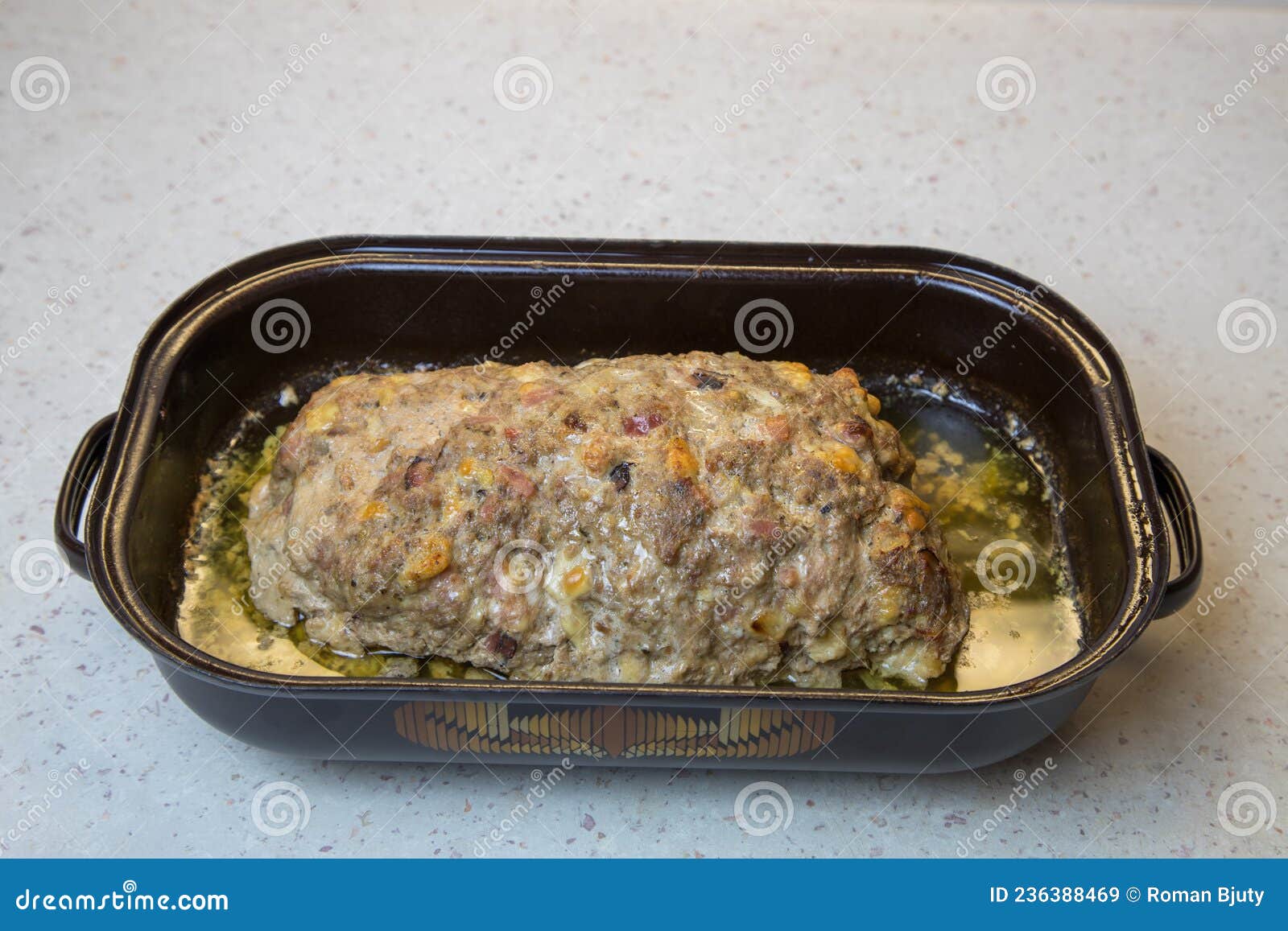 Baked Minced Meat Meatloaf Lies in a Baking Dish Stock Image Image