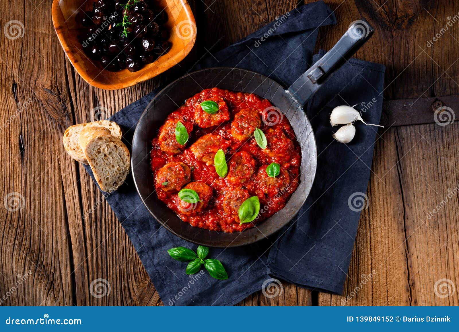 Baked Mini Meatballs in Tomato Sauce with Basil Stock Photo Image of