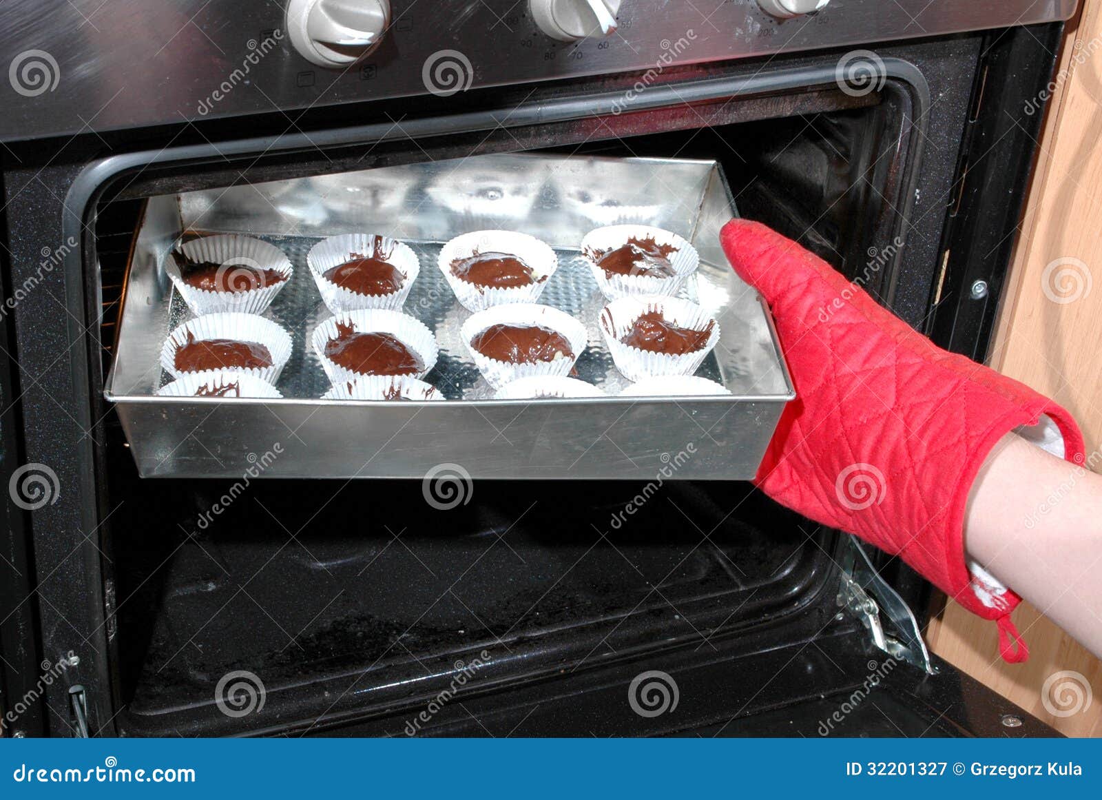 Baked muffins stock image. Image of sheet, putting, dessert 32201327
