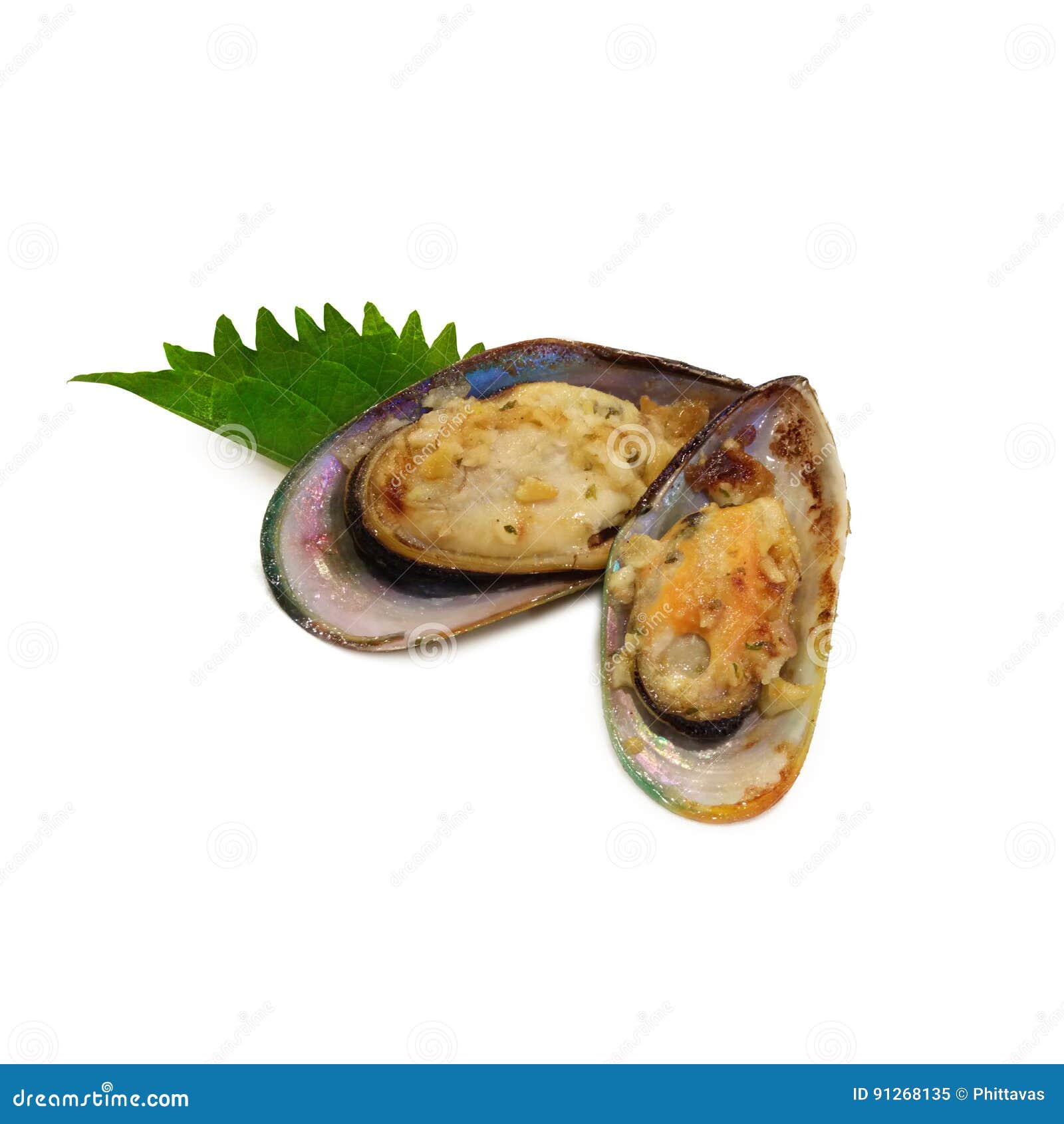 Baked Mussels with Garlic and Butter Stock Image Image of garnish, mussels 91268135