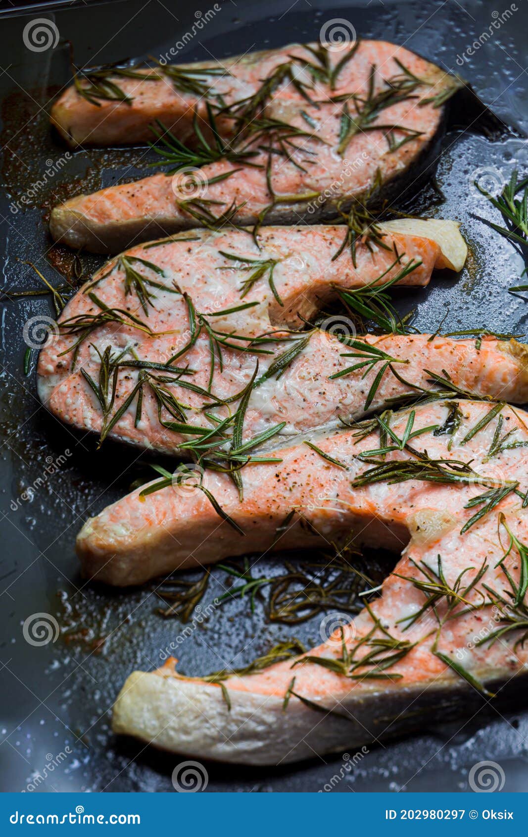 Baked in the Oven Salmon with Rosemary Stock Image Image of salmon, fish 202980297