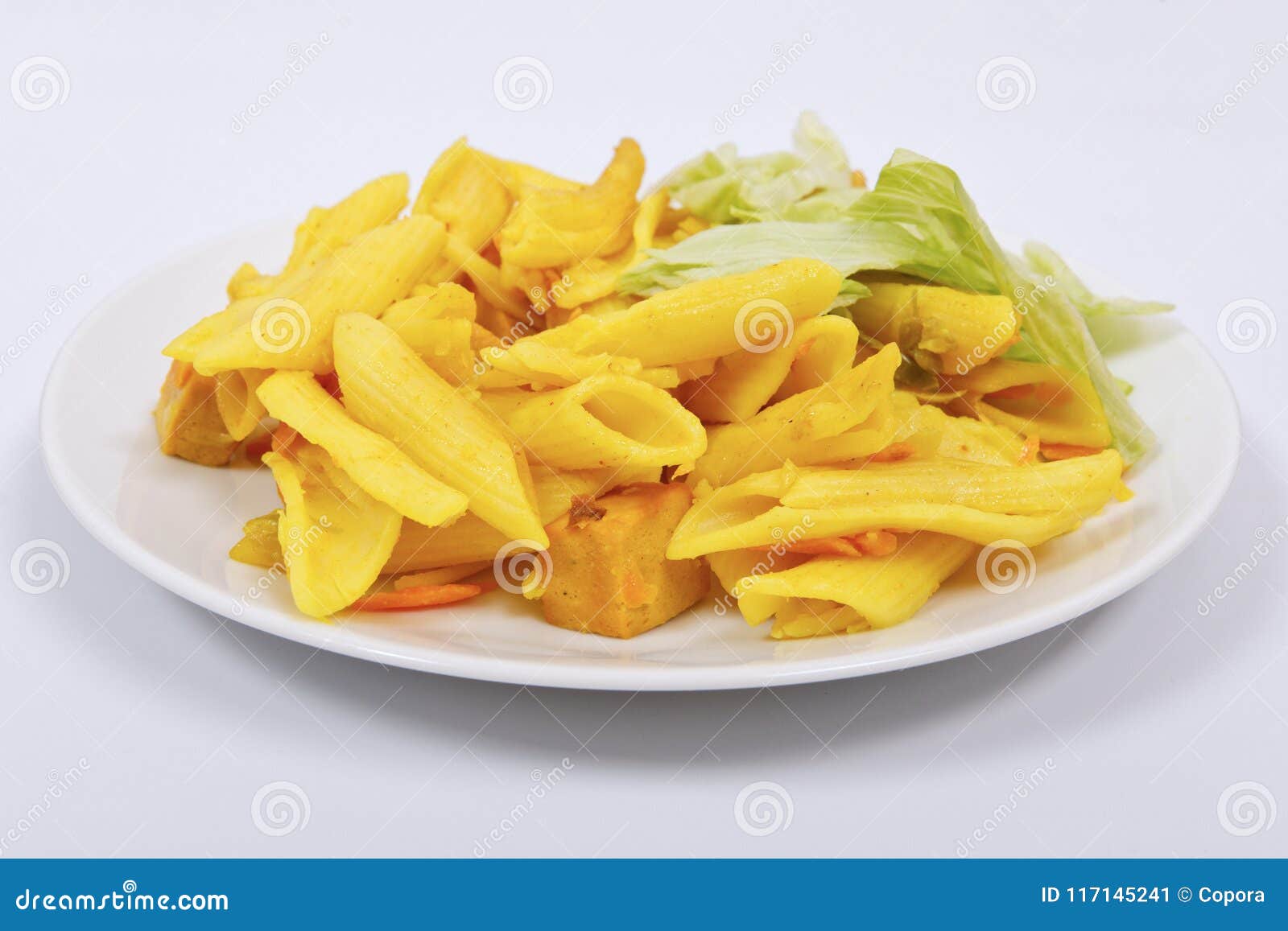 Baked Pasta with Curry on a White Stock Image Image of cabbage, lemon 117145241
