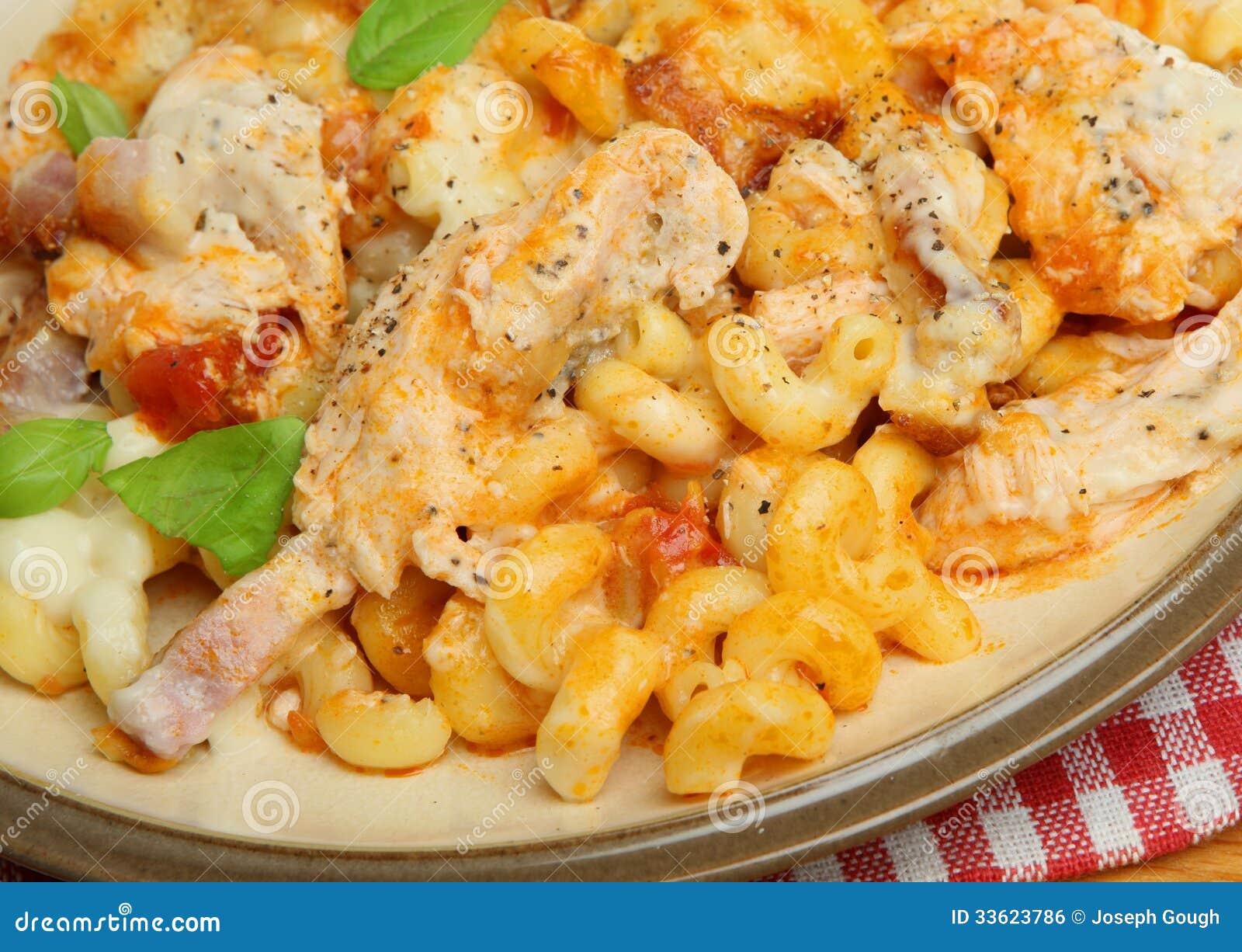 Baked Pasta Gratin with Chicken & Bacon Stock Photo Image of pasta