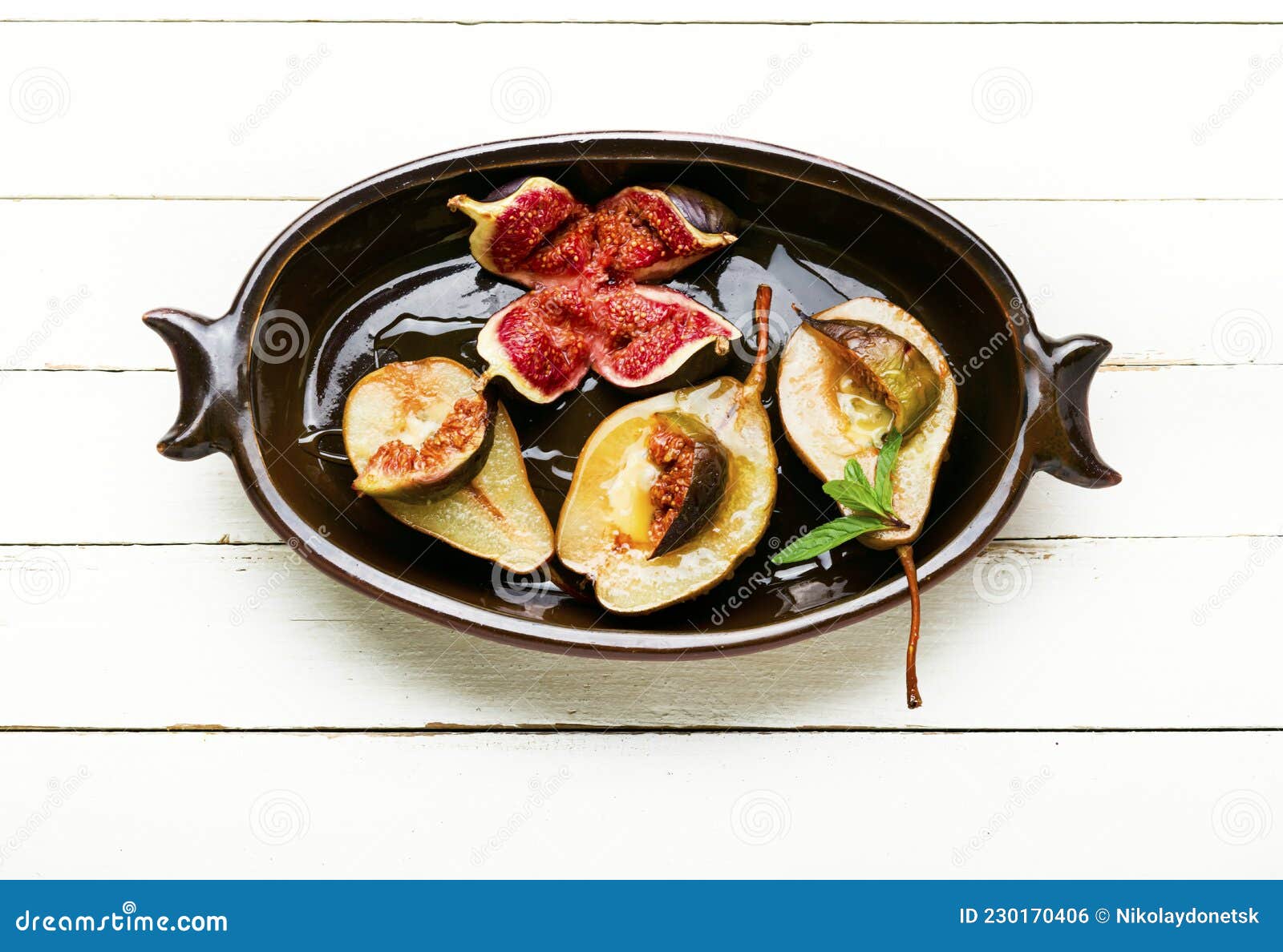 Baked pear with figs stock photo. Image of flavor, diet 230170406