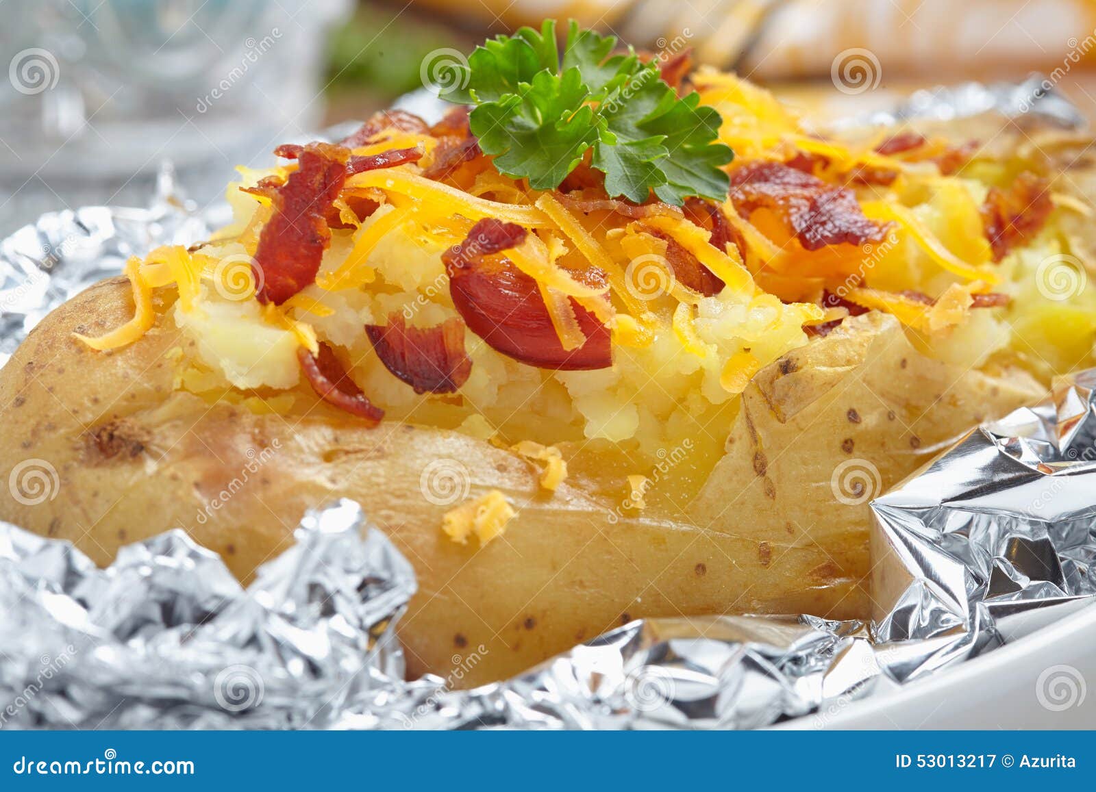 Baked potato stock image. Image of cheese, foil, gourmet - 53013217