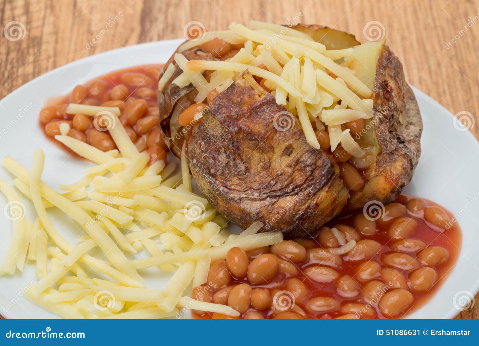 Baked Potato with Beans and Cheese Stock Image Image of close