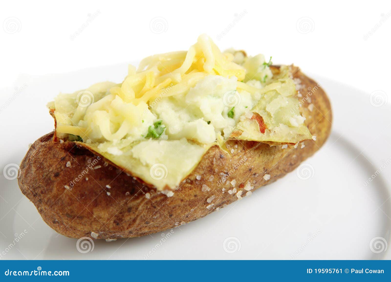 Baked potato with cheese stock image. Image of plate - 19595761