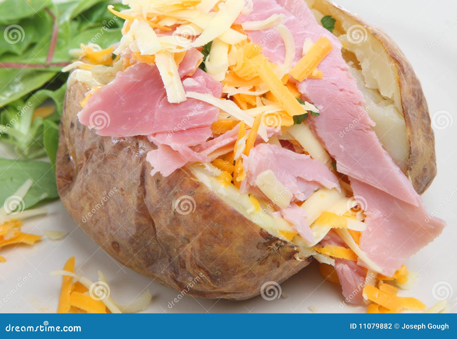 Baked Potato with Ham & Cheese Stock Photo Image of dinner, cooked