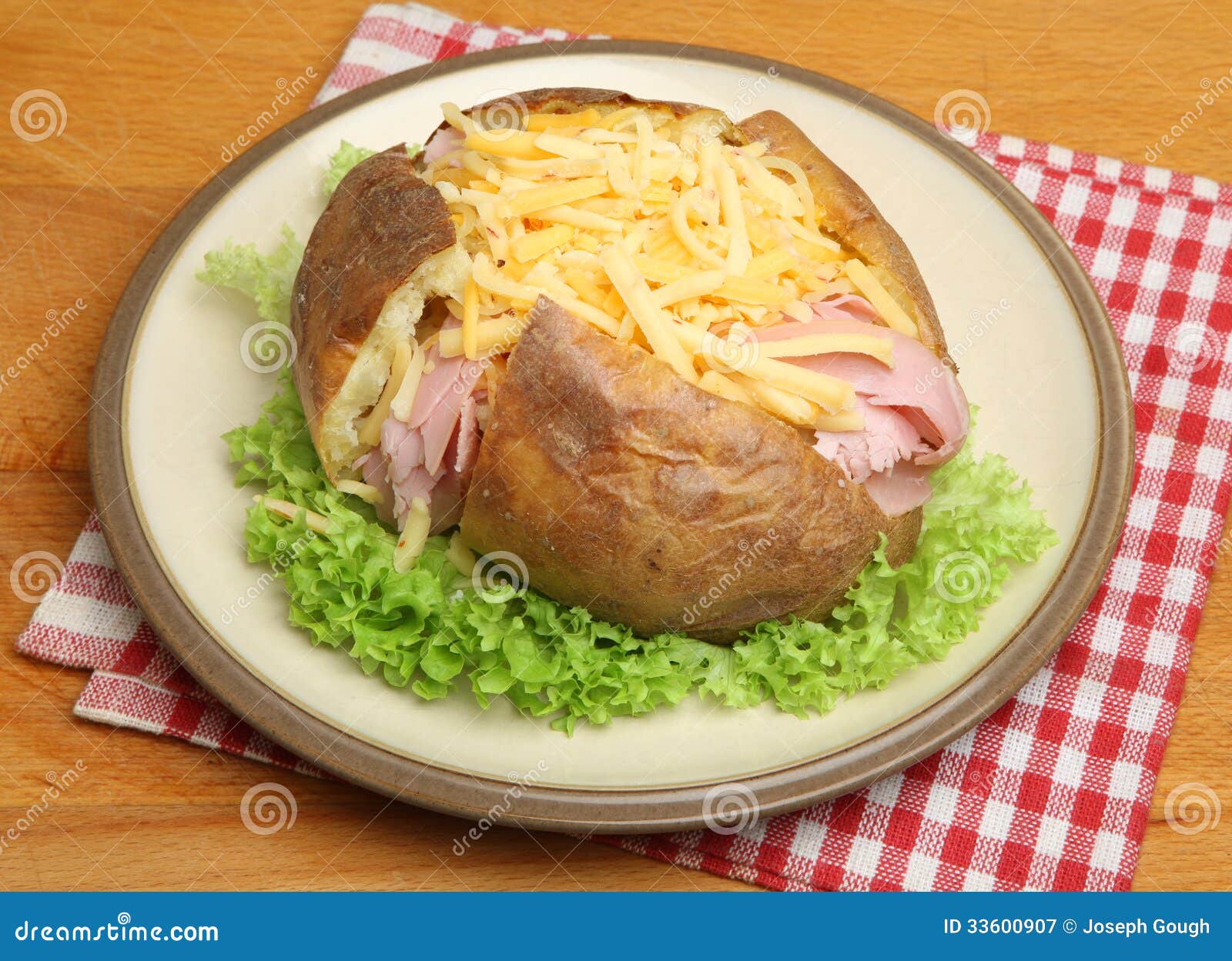 Baked Potato with Ham & Cheese Stock Image Image of dinner, pork