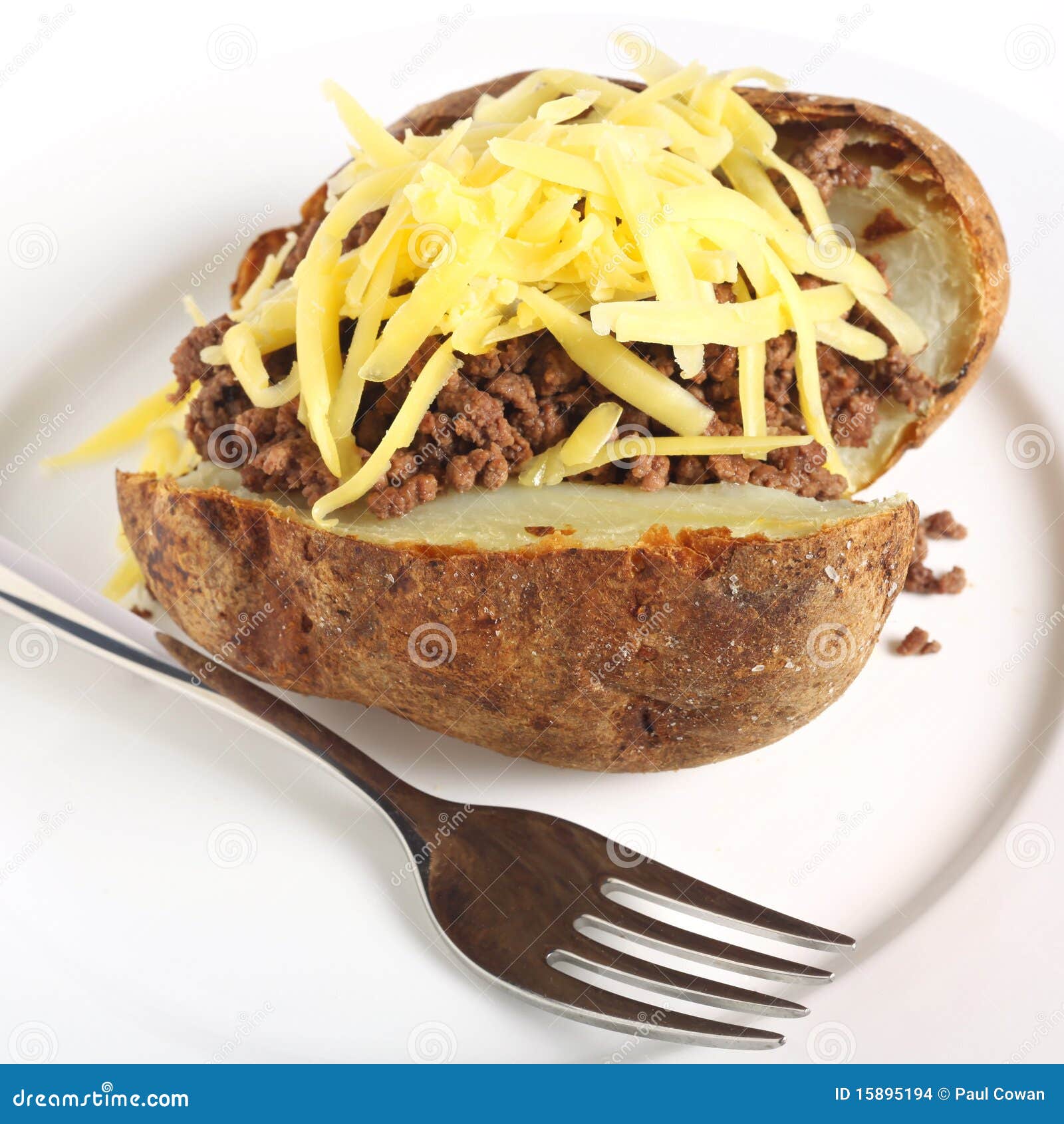 Baked Potato Mince and Cheese Stock Photo Image of mince, grated