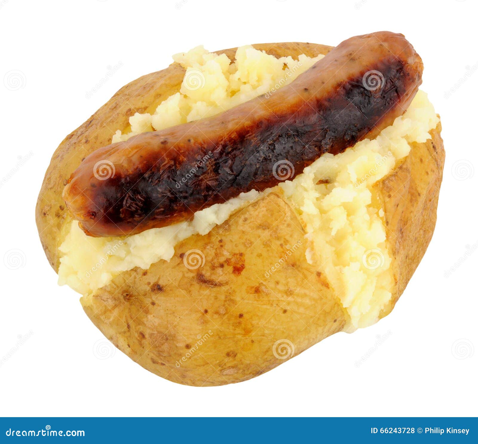 Baked Potato And Sausage stock photo. Image of skin, pork - 66243728