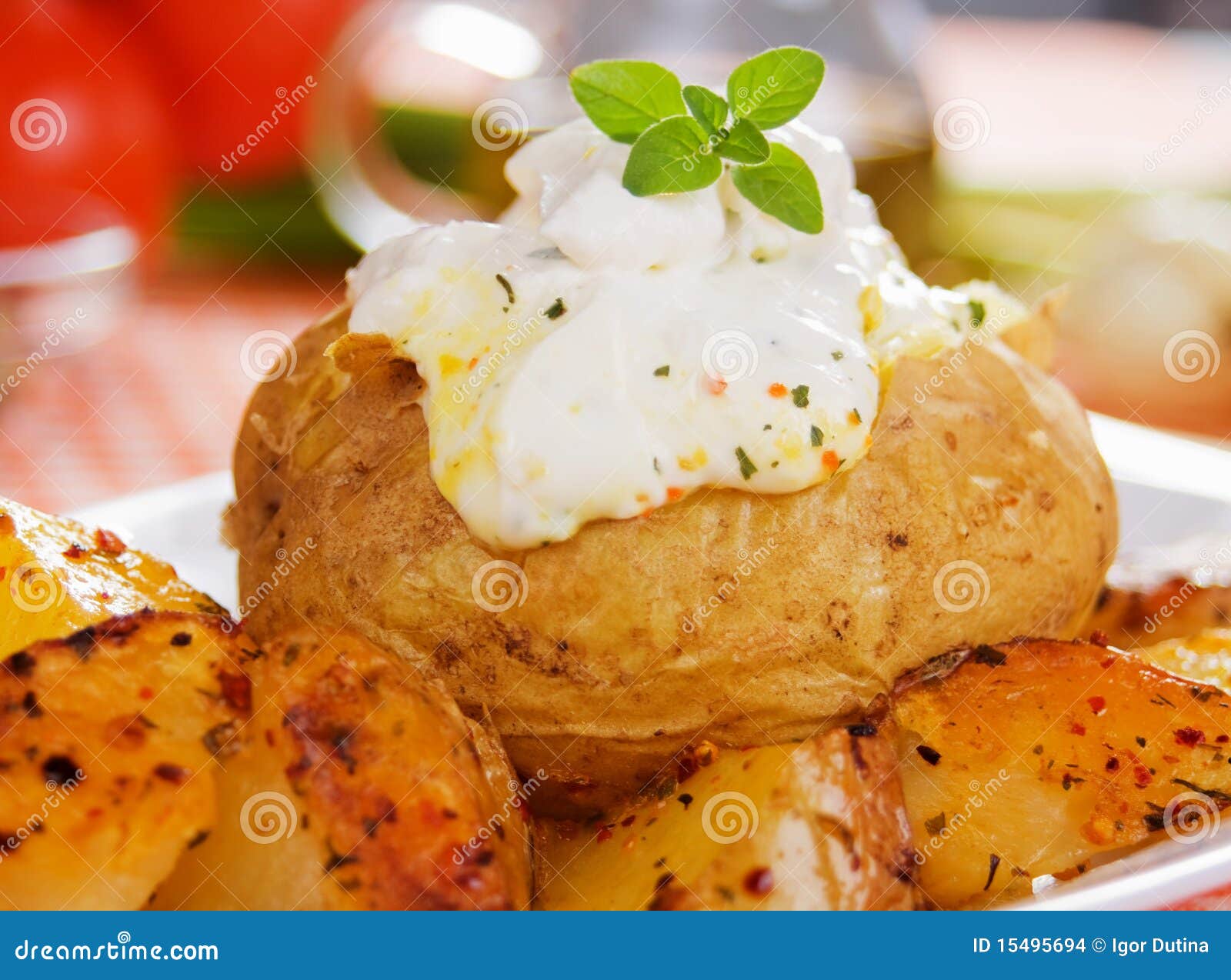 Baked Potato with Sour Cream Sauce Stock Photo Image of photograph