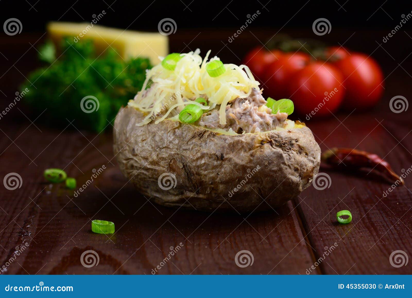 Baked Potato with Tuna Salad Stock Photo - Image of baked, tomato: 45355030