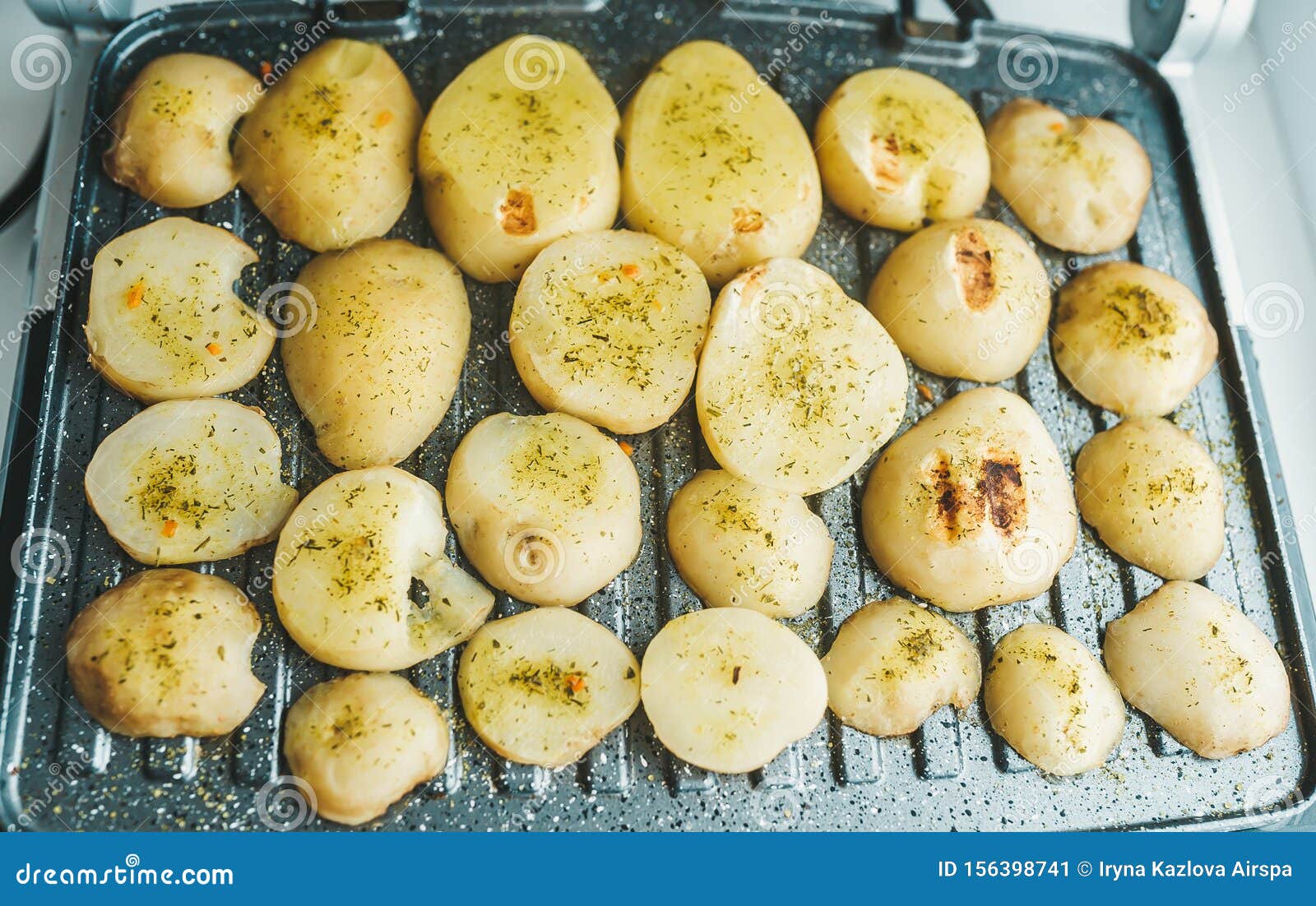 Baked Potatoes on Electric Grill Stock Image Image of grilled, lunch
