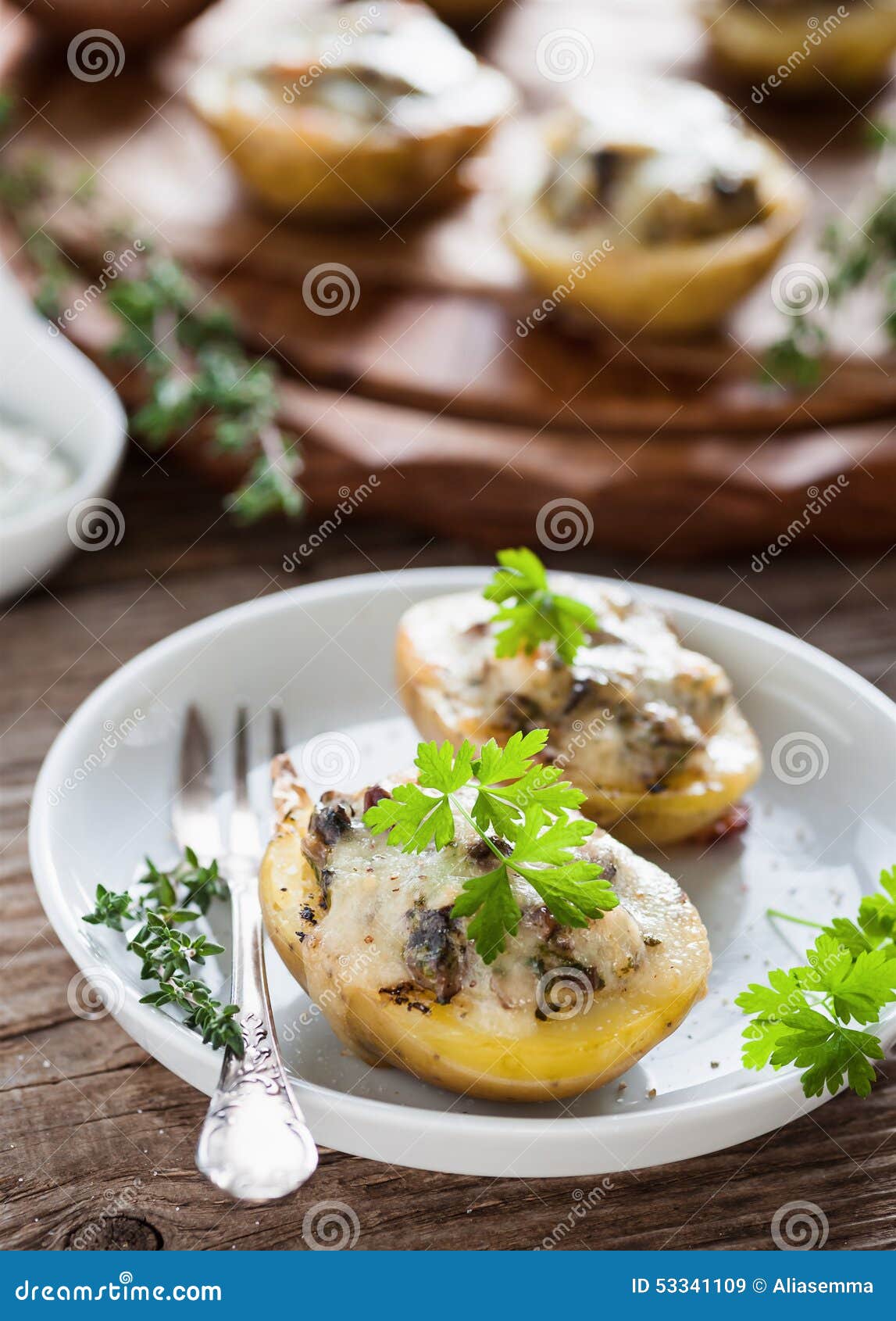 Baked potatoes stock image. Image of vegetables, filled 53341109