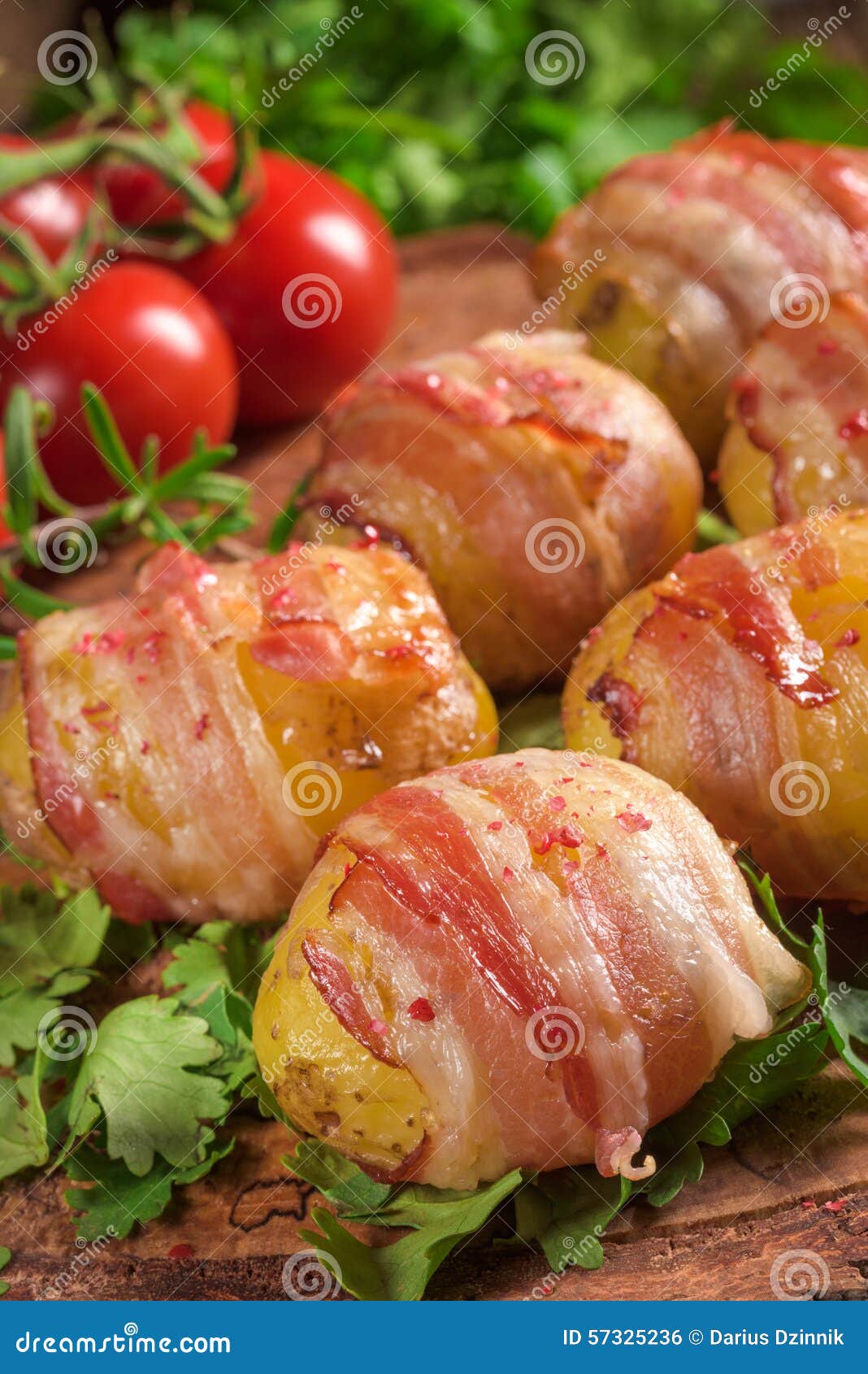 Baked Potatoes Wrapped in Ham Stock Photo Image of herbs, parmesan