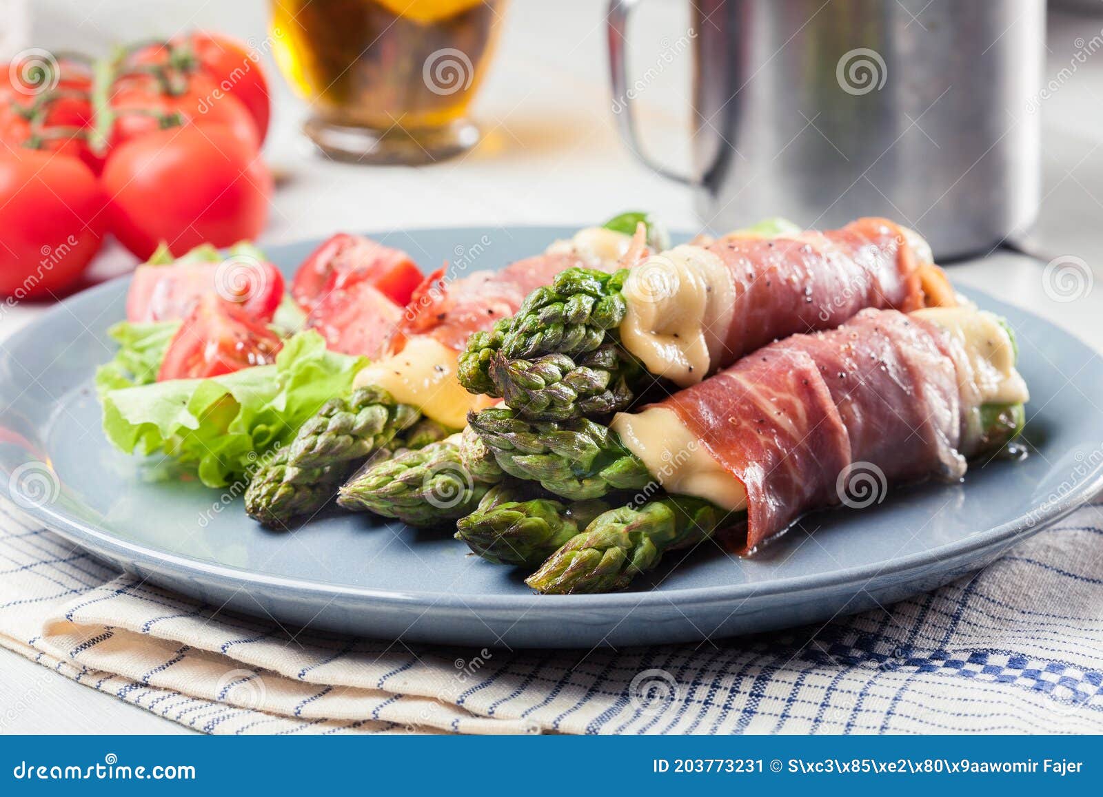 Baked Prosciutto and Cheese Wrapped Asparagus Stock Image Image of
