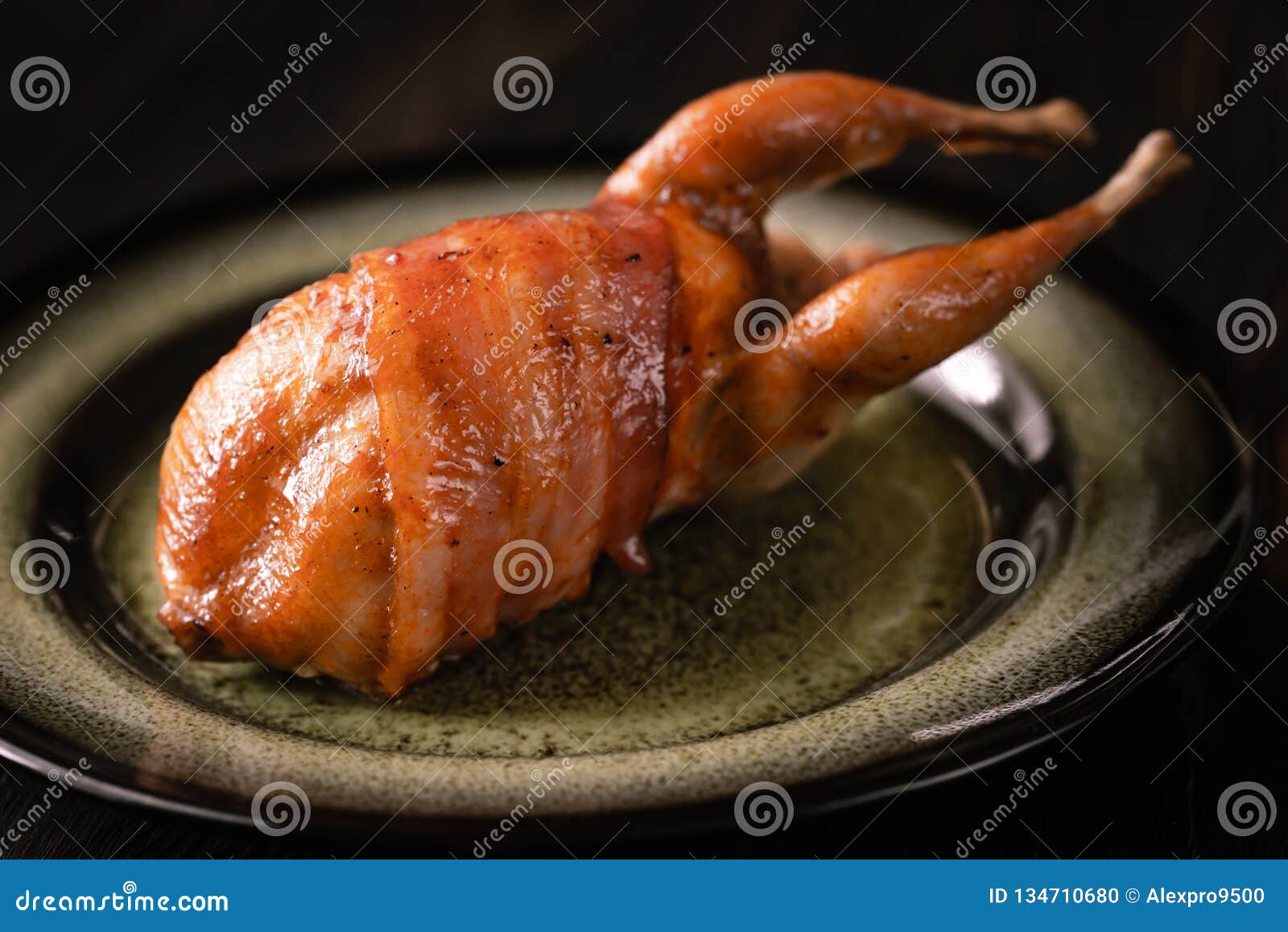 Baked Quail Wrapped in Bacon Stock Photo Image of chicken, fried 134710680