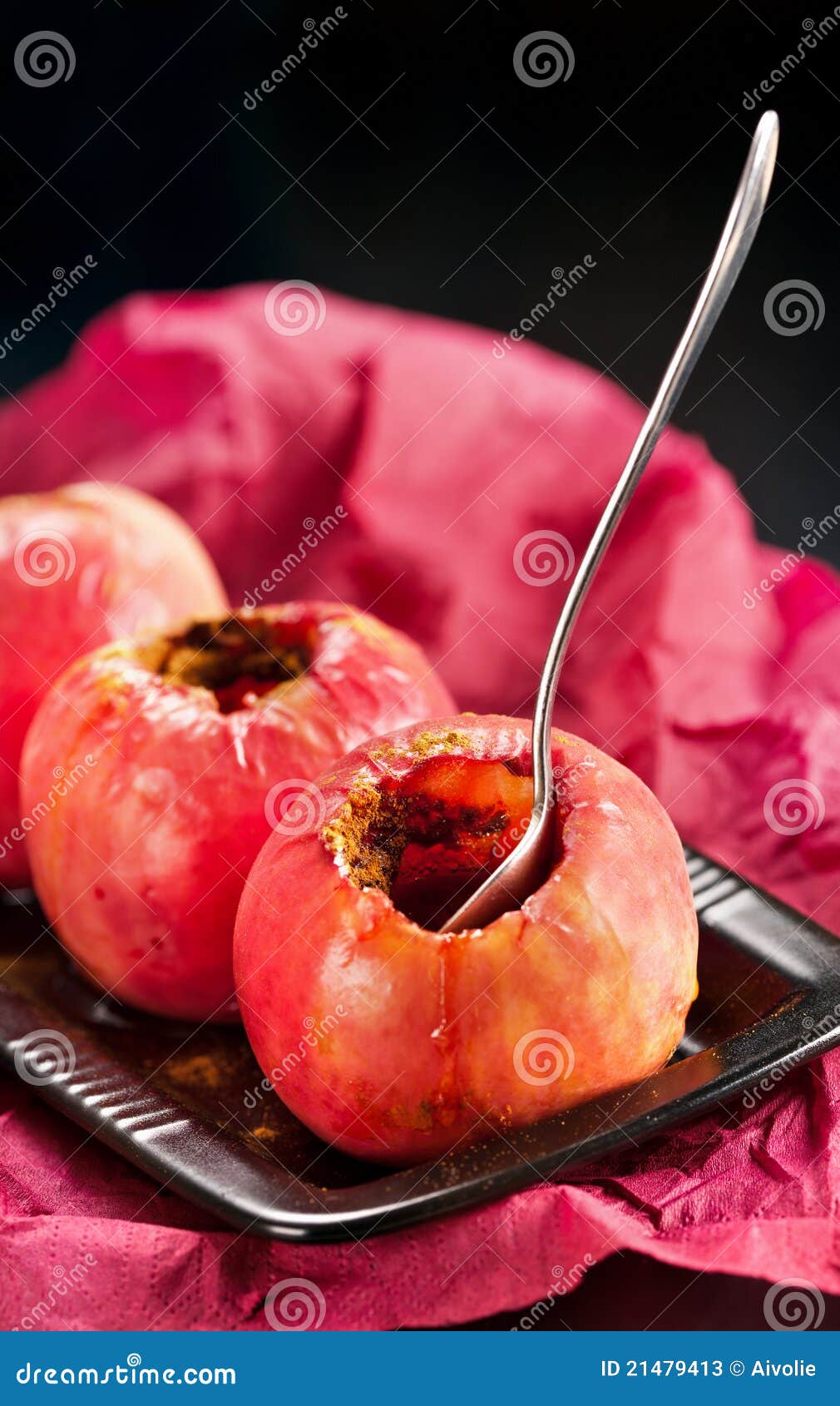 Baked red apples stock image. Image of stuffed, closeup 21479413