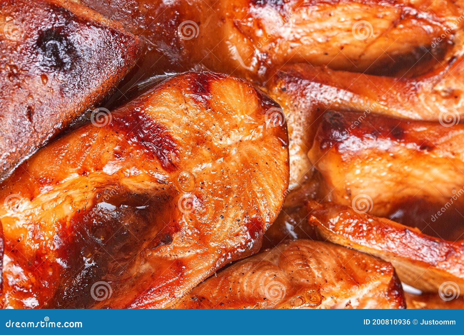 Baked Red Fish in a Marinade of Teriyaki Sauce Stock Photo Image of