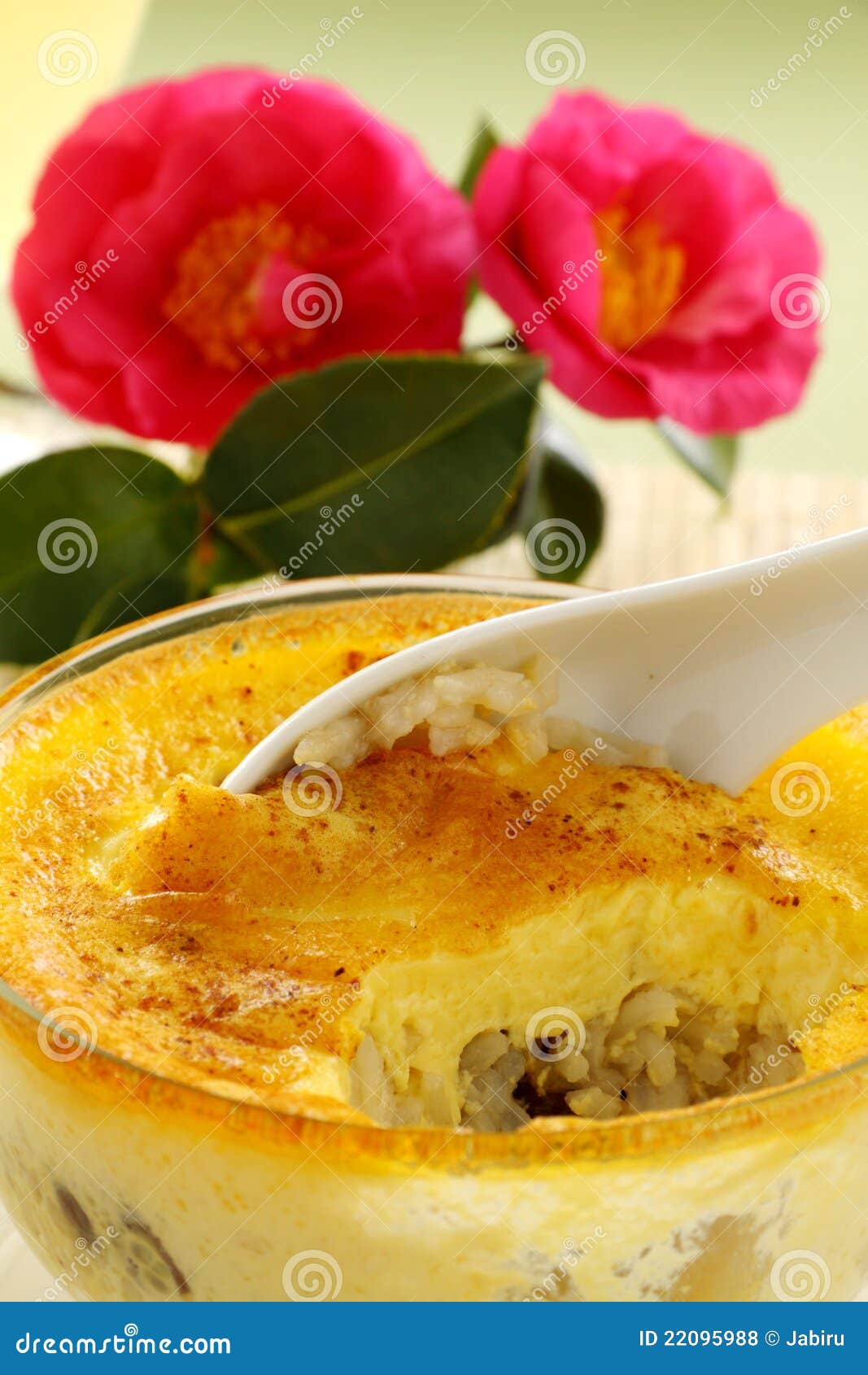 Baked Rice Custard stock photo. Image of sauce, rice 22095988