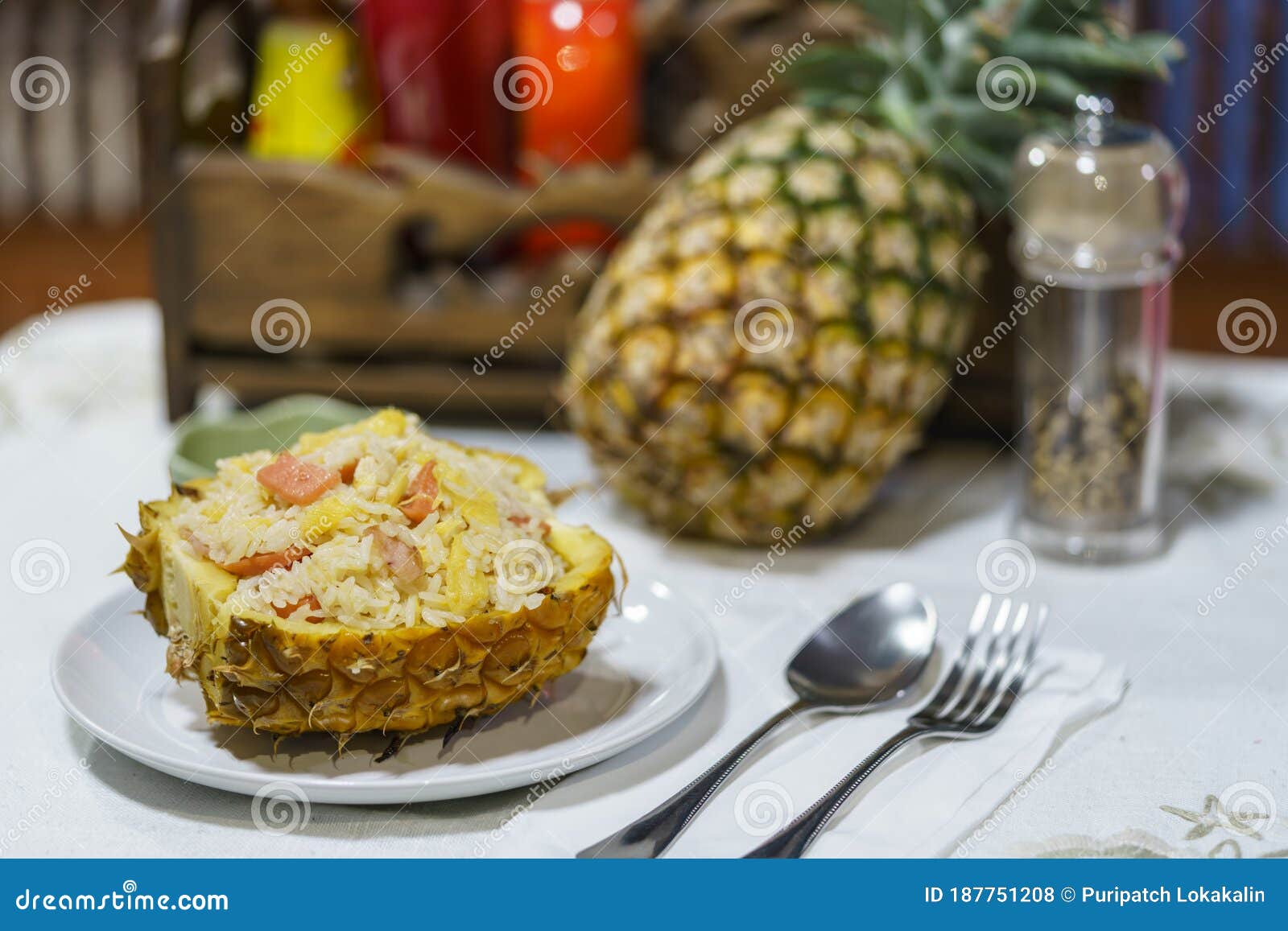 Baked Rice with Pineapple stock photo. Image of fried 187751208