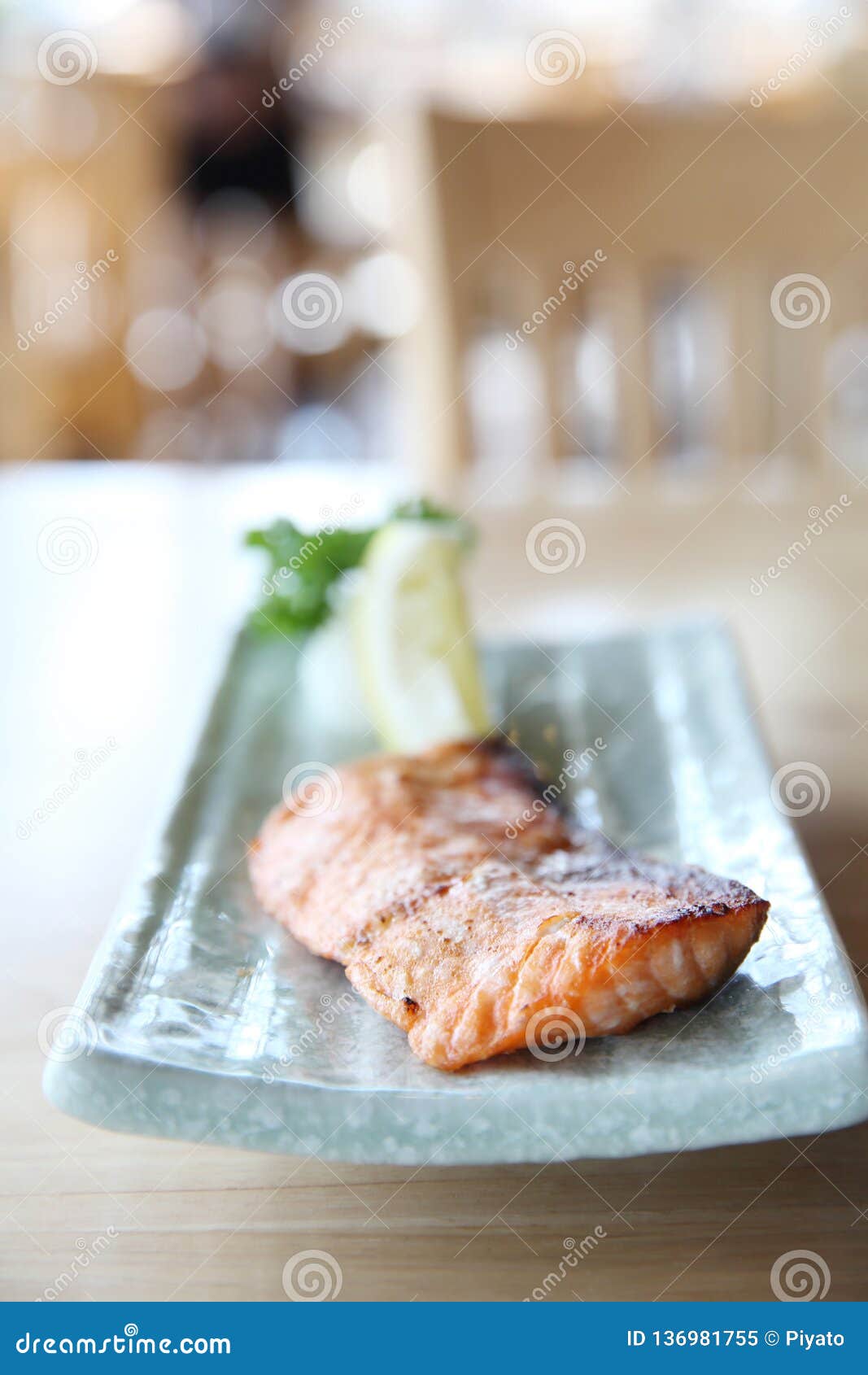 Baked Salmon , Grilled Salmon in Japanese Style Stock Image Image of prepared, filet 136981755