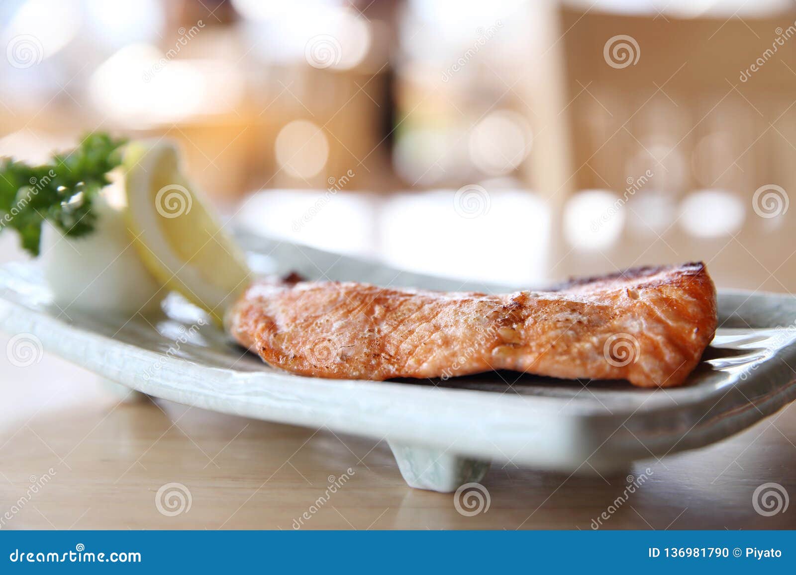 Baked Salmon , Grilled Salmon in Japanese Style Stock Photo Image of