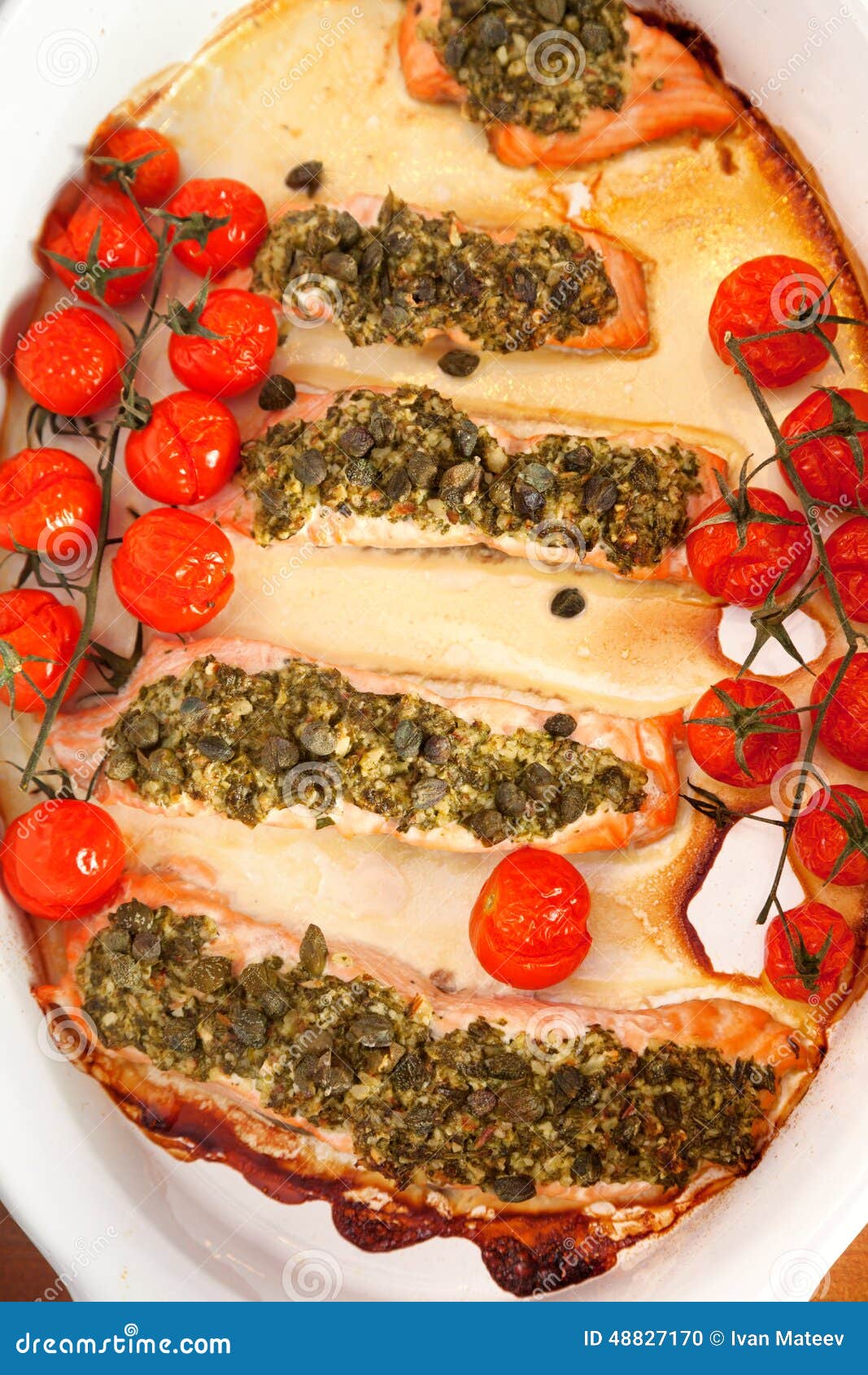 Baked salmon with pesto stock photo. Image of pesto, stilllife 48827170