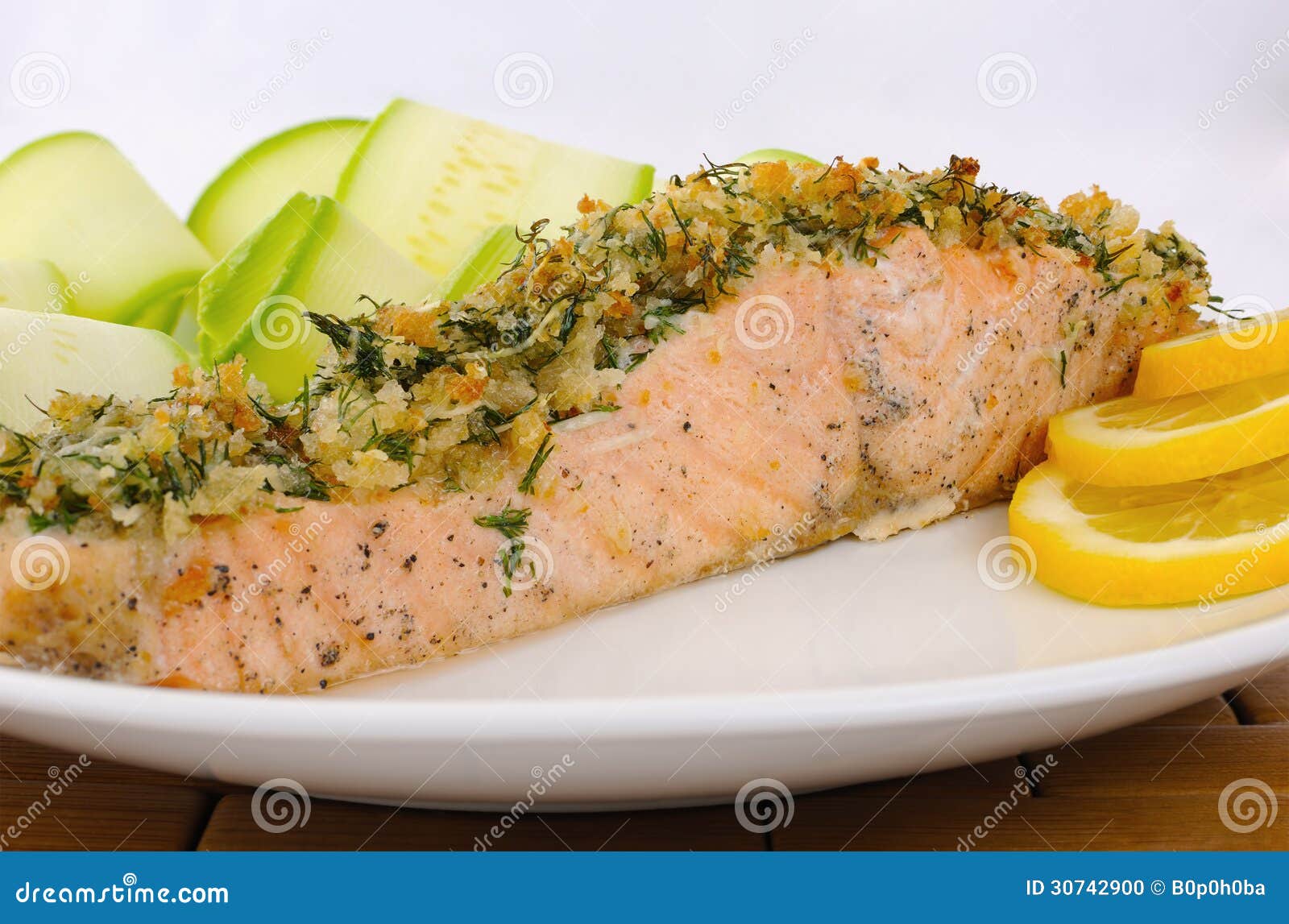Baked Salmon with a Spicy Crust Stock Photo - Image of calories, lunch ...
