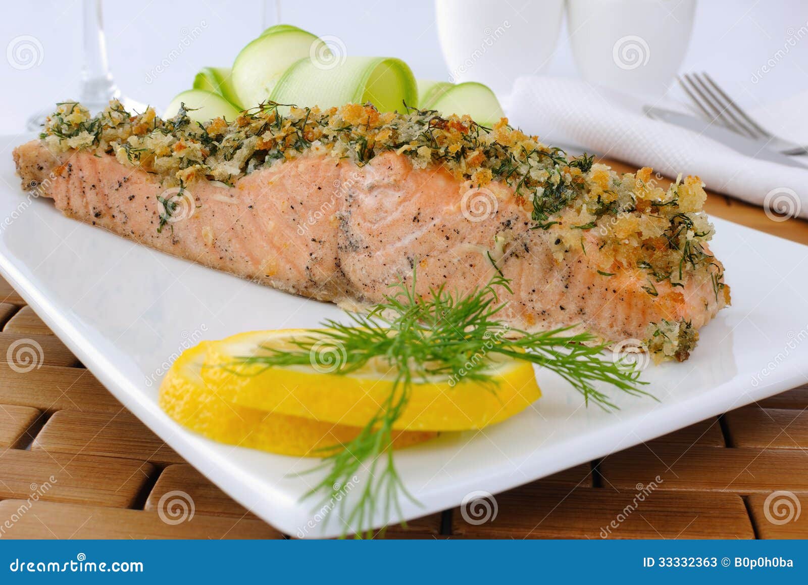 Baked Salmon with a Spicy Crust Stock Image - Image of dinner, balance ...