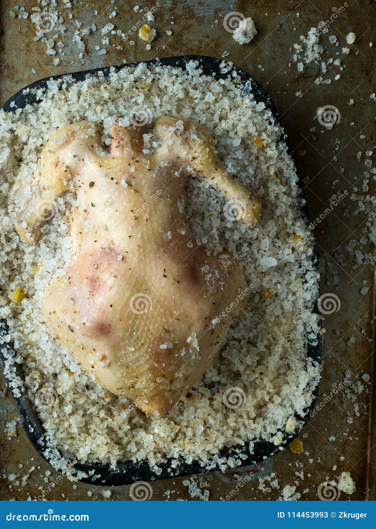 Baked salt crust chicken stock image. Image of closeup 114453993