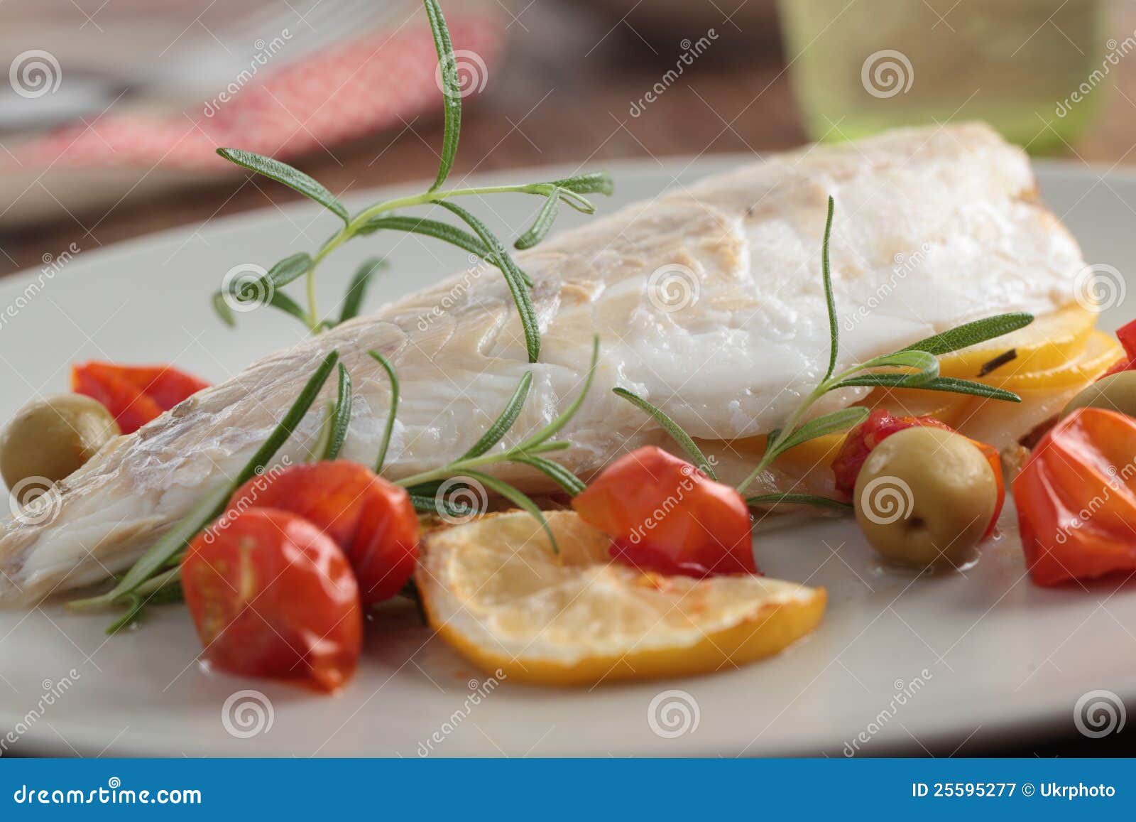 Baked Sea Bass with Vegetables Stock Image Image of yellow, baked